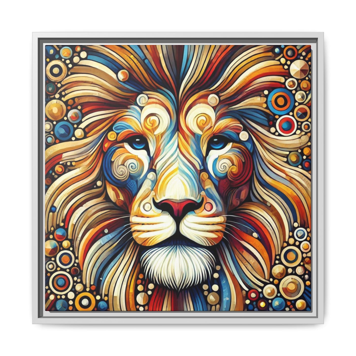 Modern Lion Print Abstract Design Unique Framed Canvas Print King of Jungle Wall Art Animal Lover Gift Nature Lover Decor 3 frame colors
