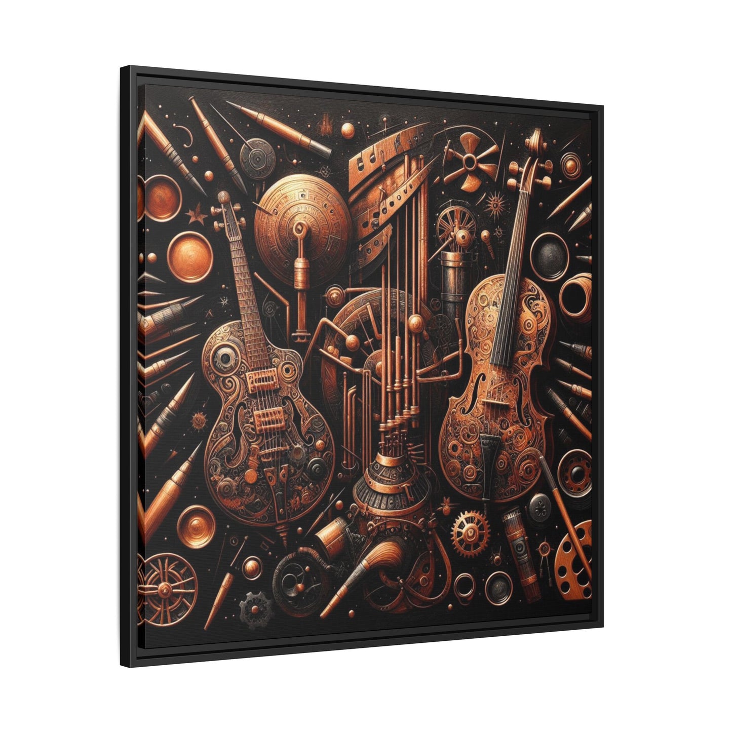 Modern Music-Themed Print Abstract Design Unique Framed Canvas Print Steampunk Wall Art Music Lover Gift Decor 3 frame colors
