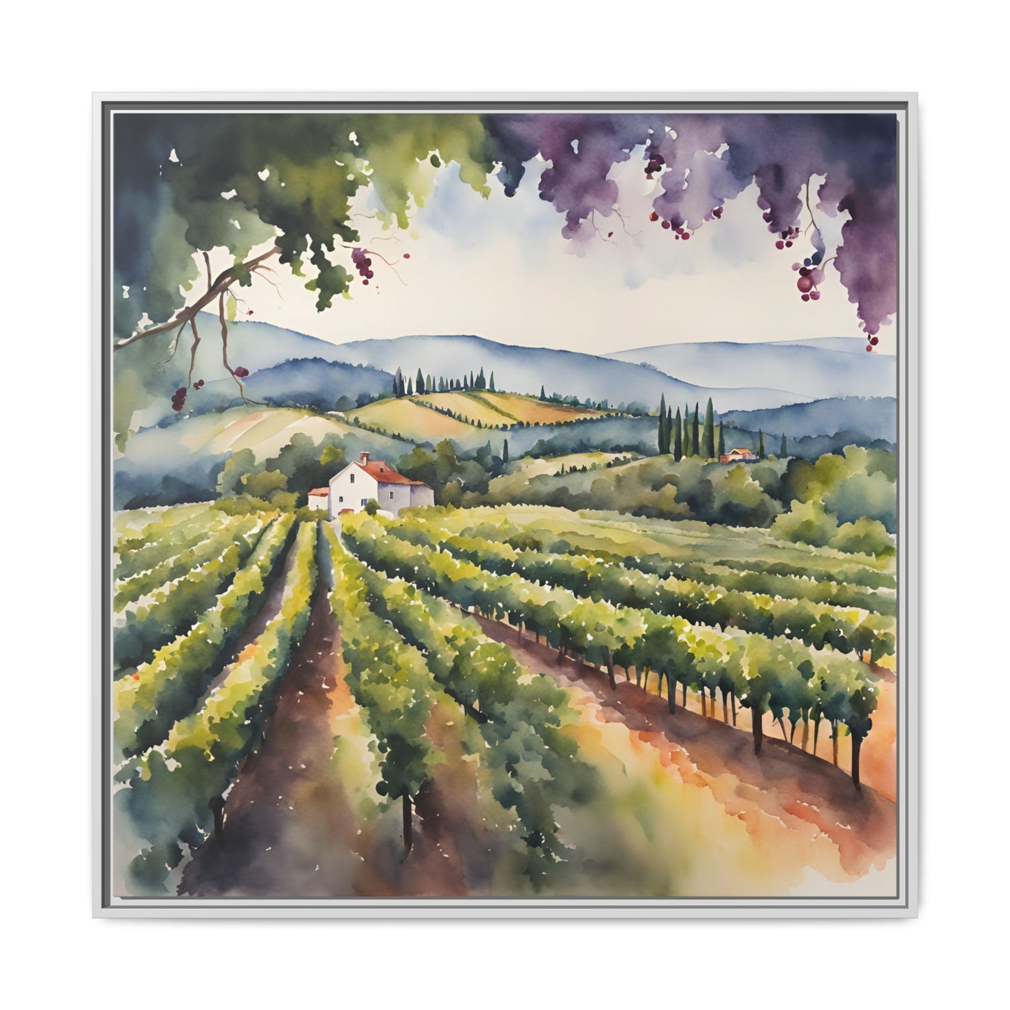 Vineyard Design Unique Framed Canvas Wall Art Gift Nature Lover Landscape Decor Wine Lover Gift Grape Vines Image 3 frame colors