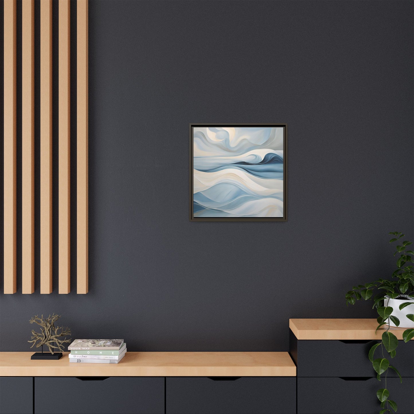 Modern Abstract Wave Design Unique Framed Canvas Wall Art Ocean Beach Gift Nature Lover Gift Underwater Sea Lover Gift 3 frame colors