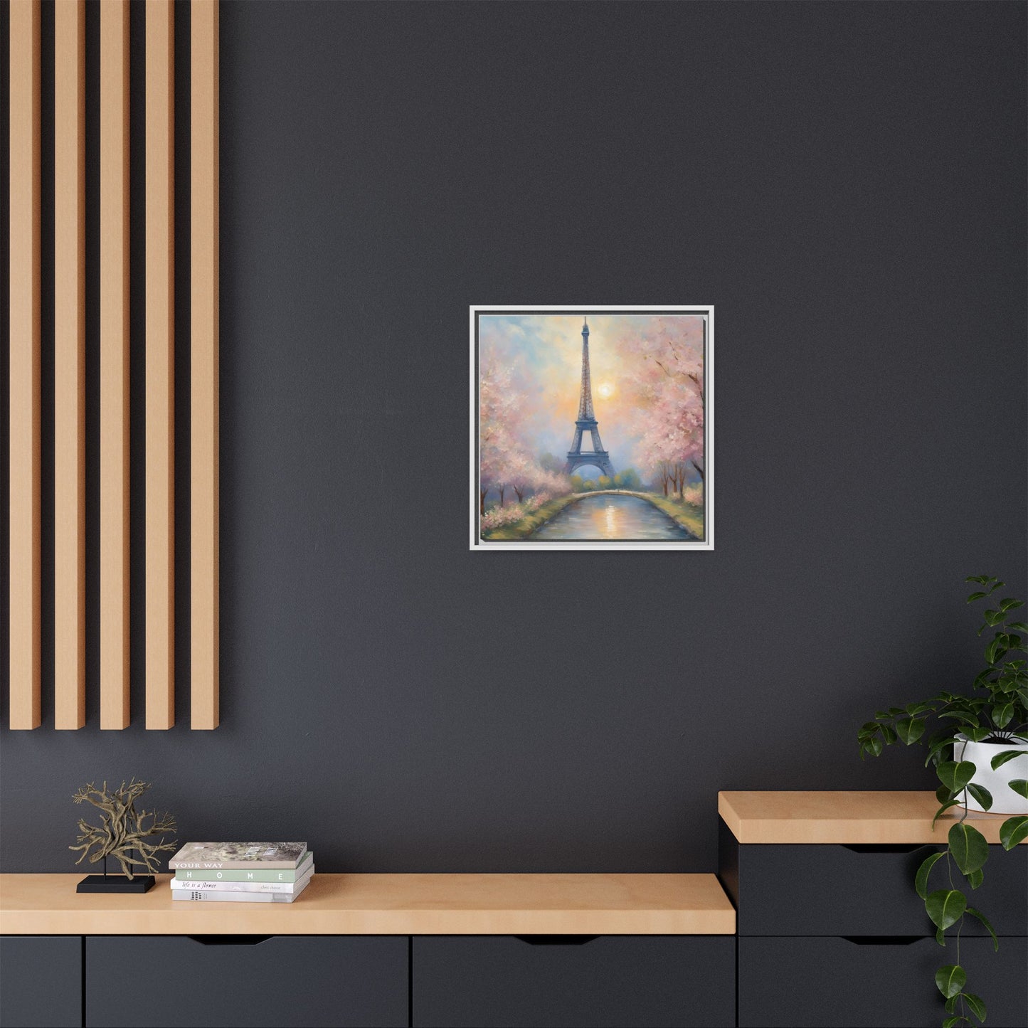 Modern Abstract Pastel Eiffel Tower Design Unique Framed Colorful Canvas Landscape Wall Art Paris France Gift Landscape Gift 3 frame colors