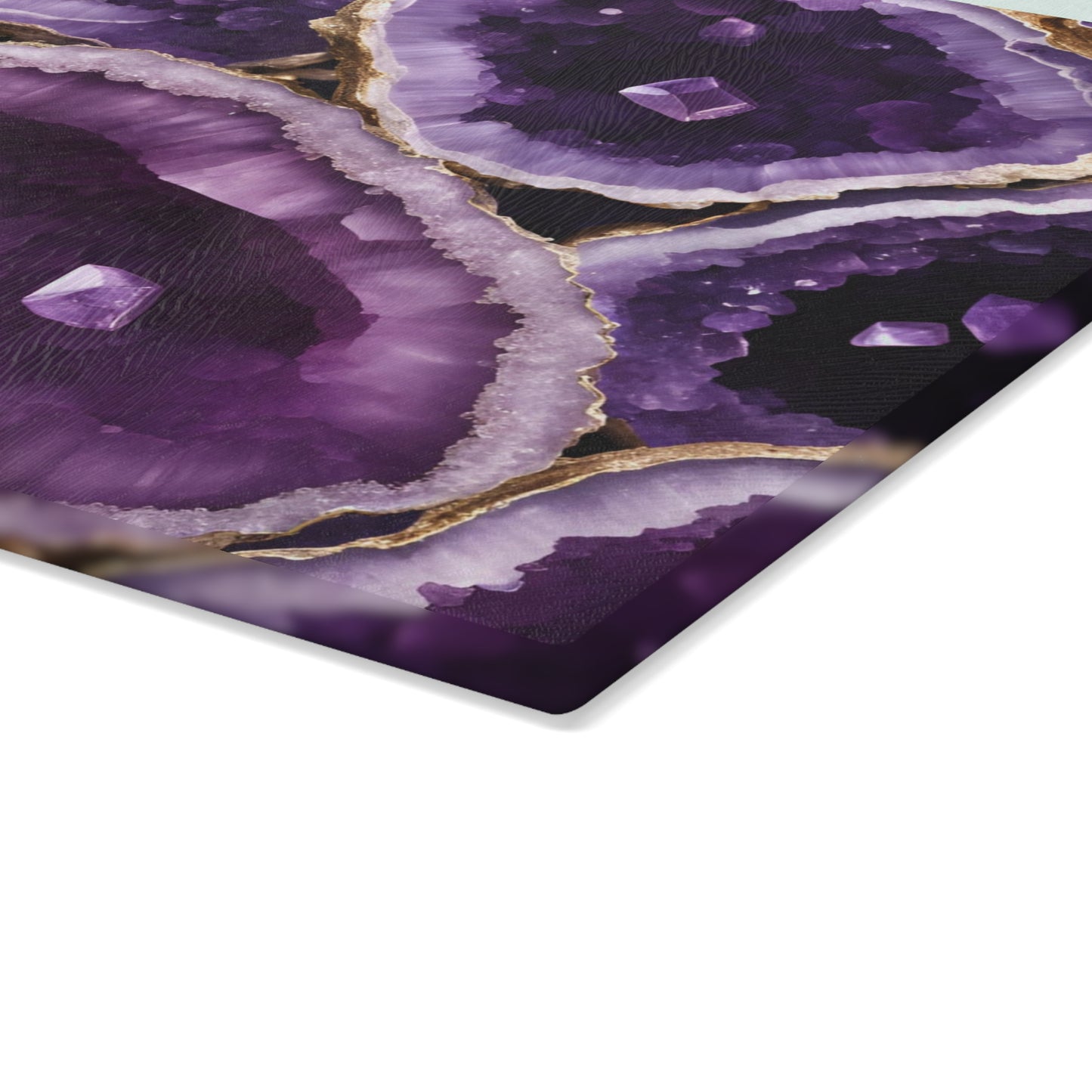 Kitchen Decor Glass Geode-Themed Image Unique Rock Lover Cutting Board Serving Tray Home Cook Gift Colorful Glass Charcuterie Board