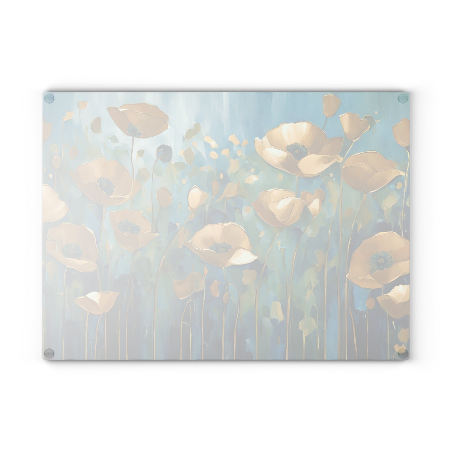 Kitchen Decor Glass Cutting Board Serving Tray with Field of Flowers Pattern Cutting Board Gift for Home Cook Charcuterie Board
