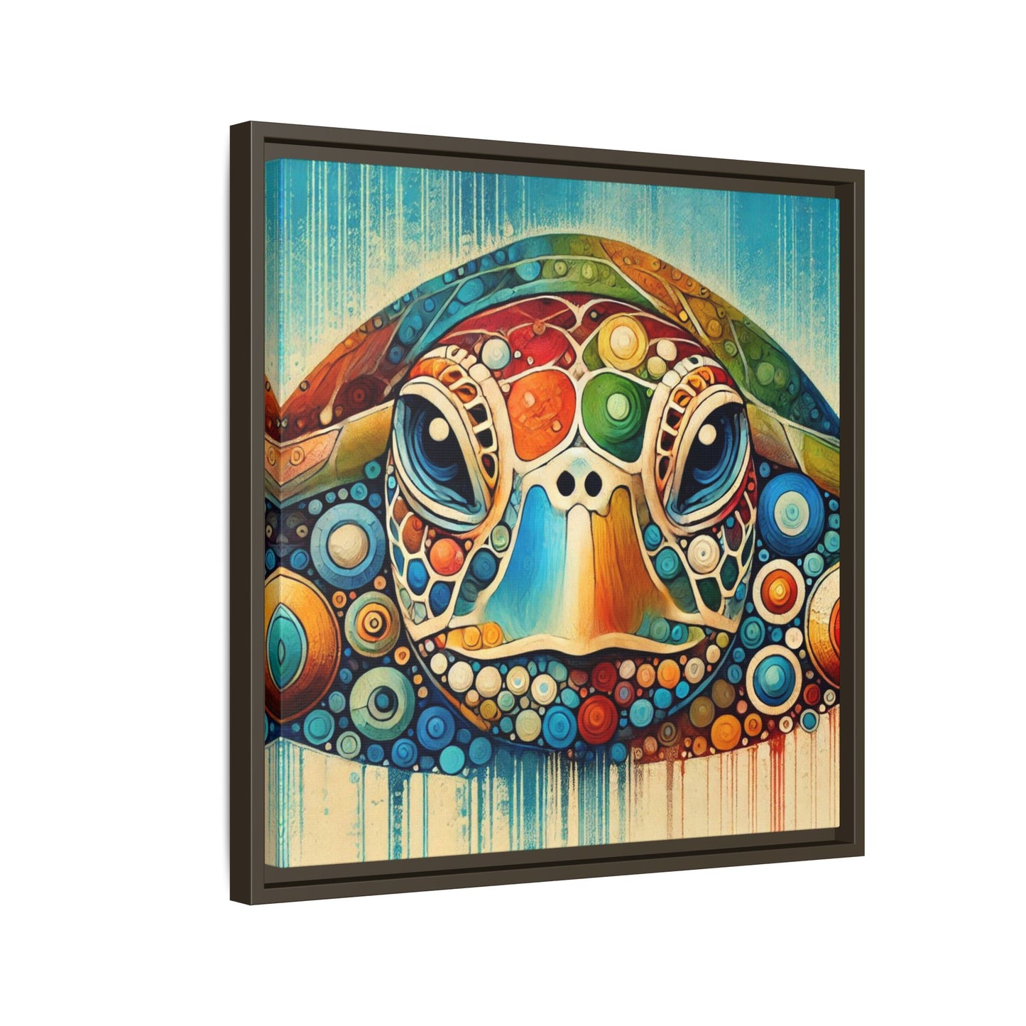 Modern Sea Turtle Print Abstract Design Unique Framed Canvas Print Oceanic Beachy Wall Art Animal Lover Nature Lover Decor 3 frame colors