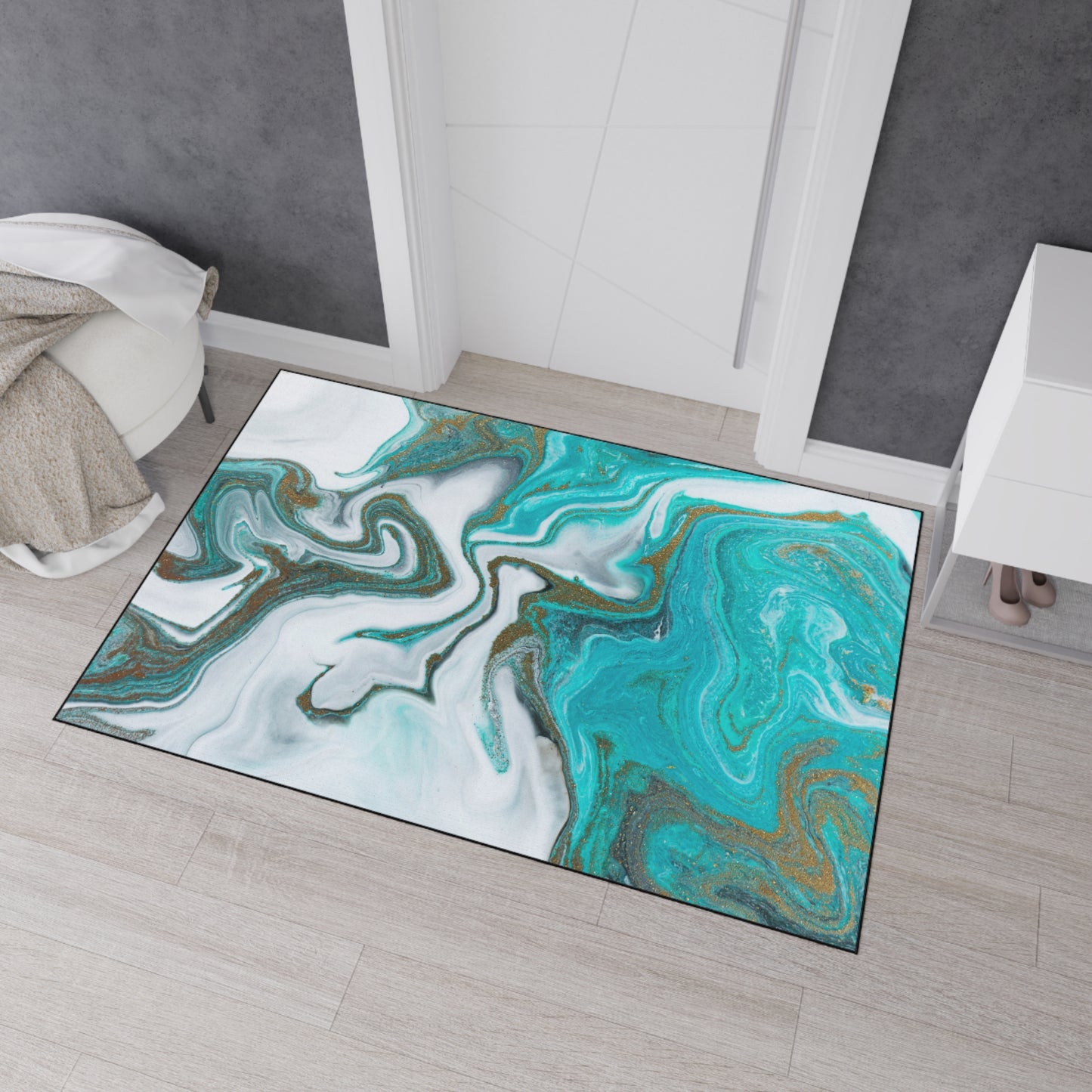 Decorative Heavy Duty Non-Slip Floor Mat Stylish Design Perfect for Entryway Kitchen Décor Marble Agate Resin Pattern Rug Bathroom Mat