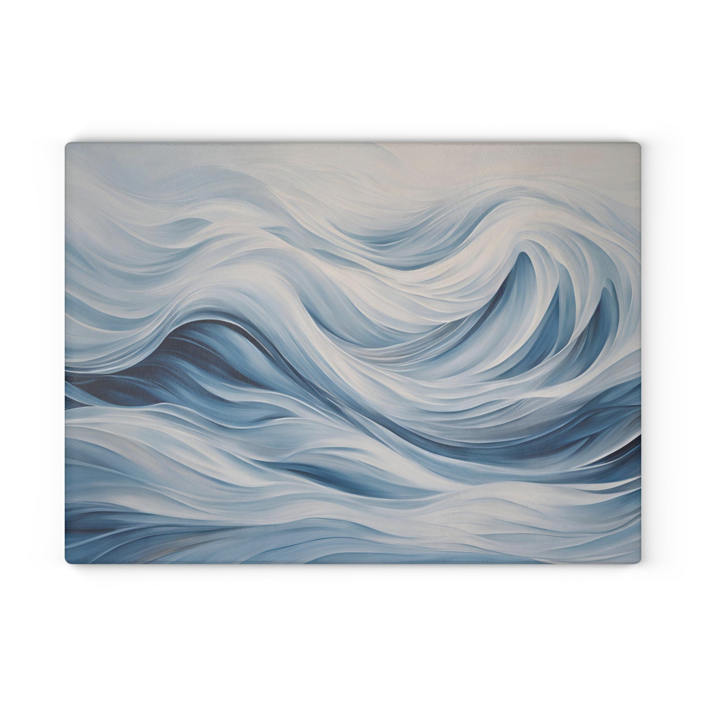 Kitchen Decor Glass Cutting Board Serving Tray with Ocean Waves Pattern Beachy Cutting Board Gift for Home Cook Charcuterie Board
