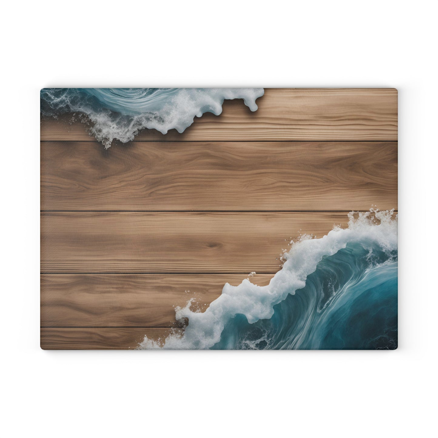 Beachy Kitchen Decor Glass Cutting Board Serving Tray with Wave Design Cutting Board Gift for Home Cook Fun Charcuterie Board
