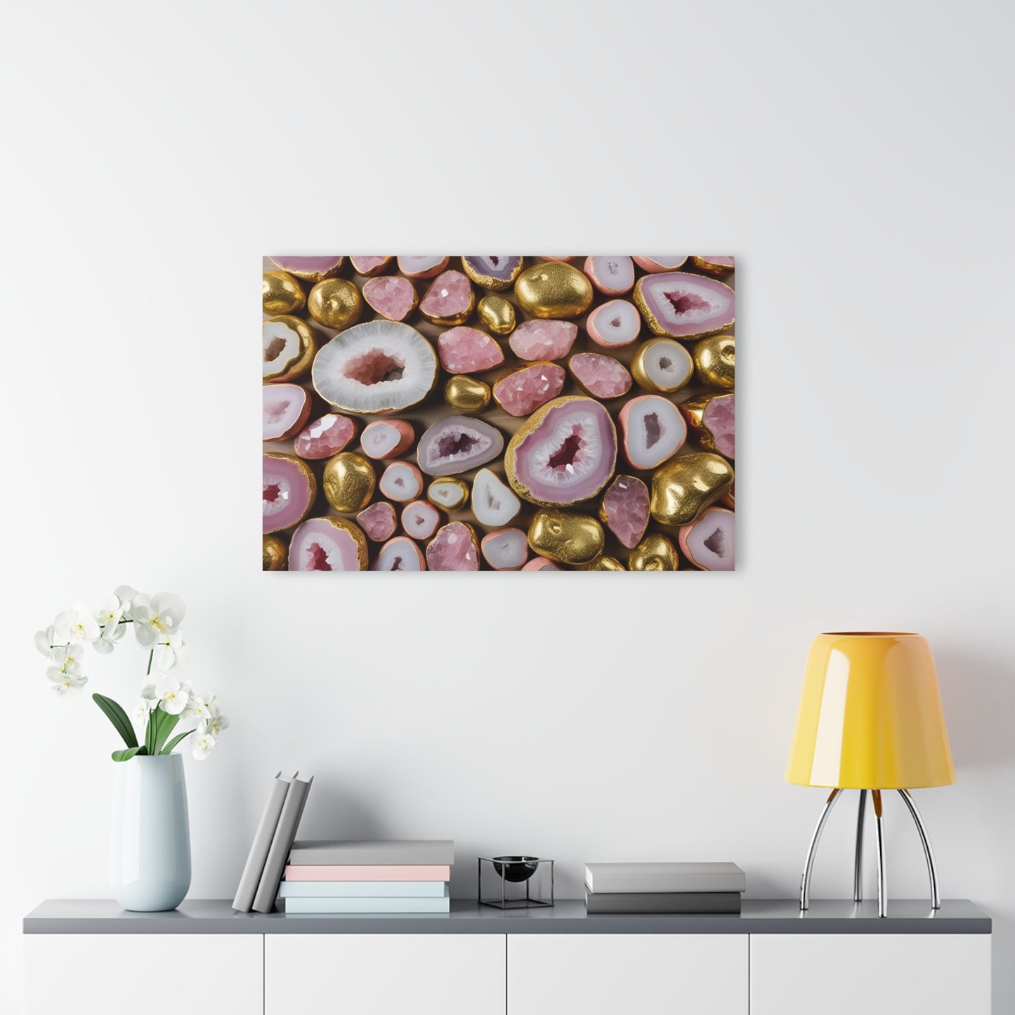 Large Pink Quartz-Inspired Design Acrylic Print Geode Look French Cleat Nature Rock Lover Wall Art Lover Gift Artwork Modern Home Decor
