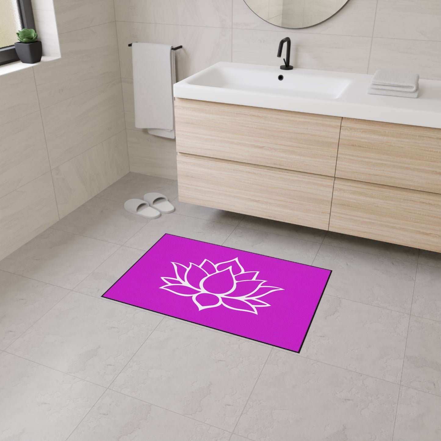 Decorative Heavy Duty Non-Slip Floor Mat Stylish Design Perfect for Entryway Kitchen Décor Pink Lotus Blossom Floral Design Rug Bath Mat