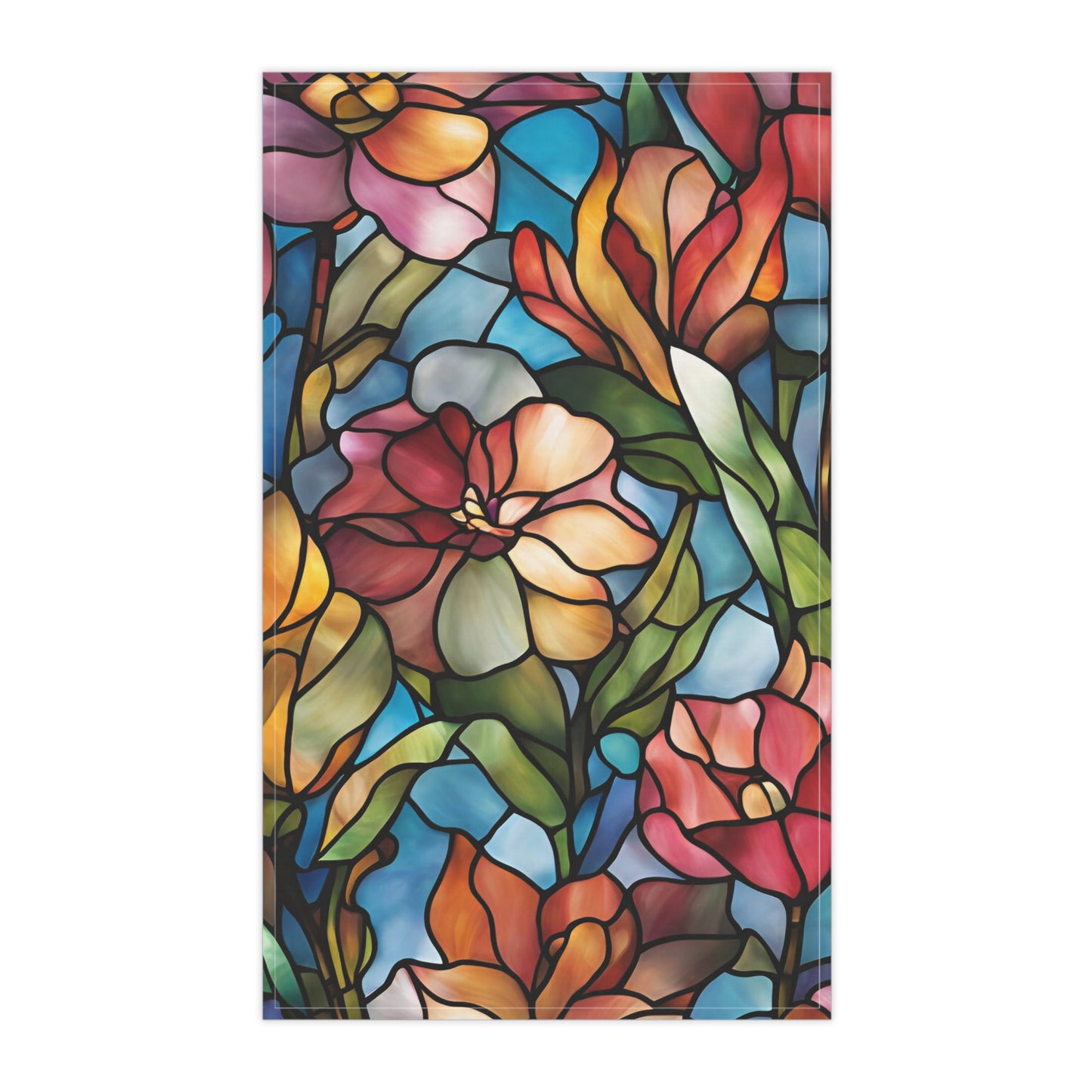 Floral Kitchen Tea Towel Pastel Dish Towel Durable Hand Towel Gift for Flower Lover Whimsical Home Decor Decorative Kitchen Cotton Twill