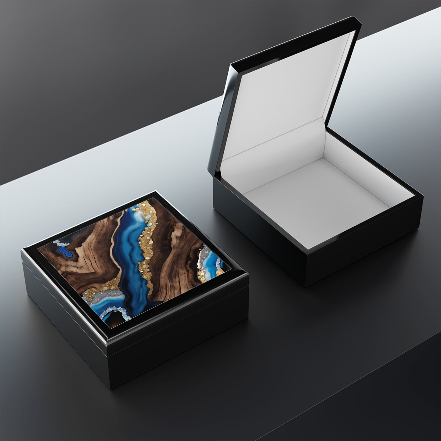 Unique Art Print Design Jewelry Box Trinket Box Bedroom Dresser Decor Vanity Gift Box - 3 colors to choose from