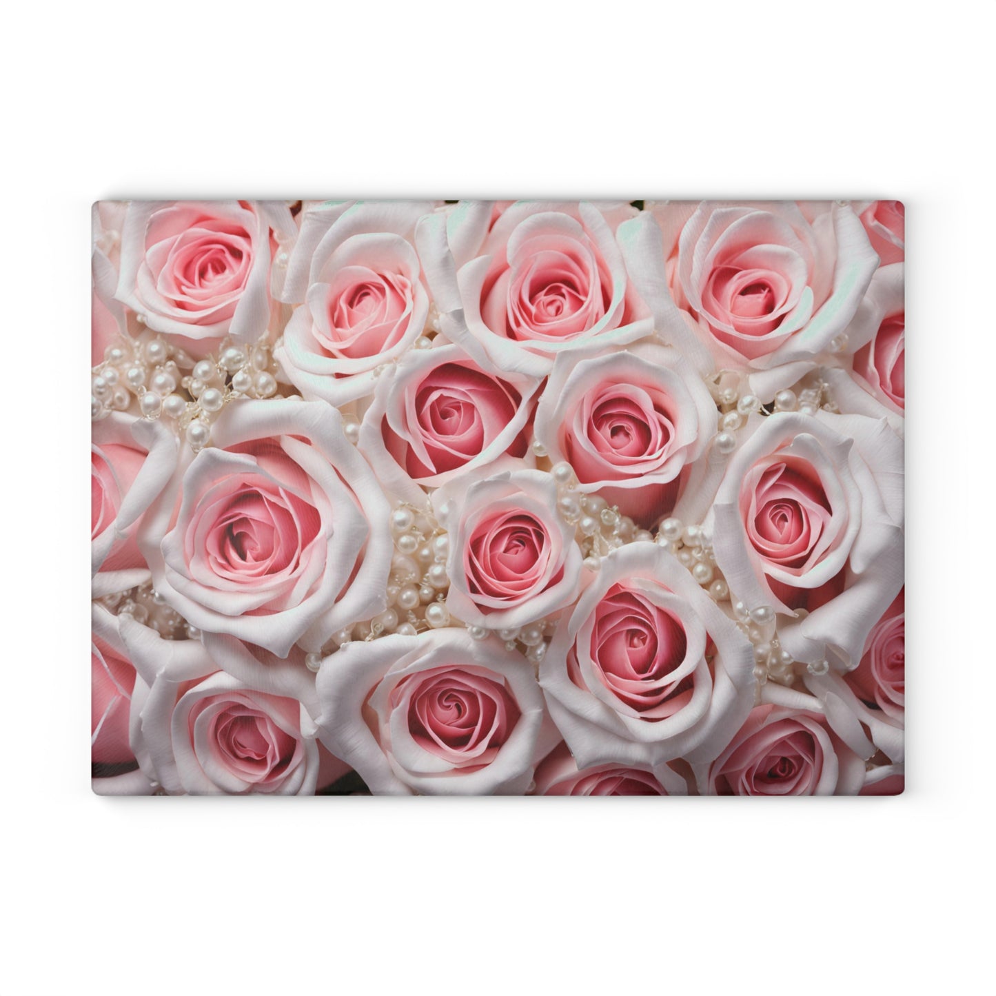 Kitchen Decor Glass Cutting Board Serving Tray with Rose Design Floral Pattern Cutting Board Gift for Home Cook Charcuterie Board