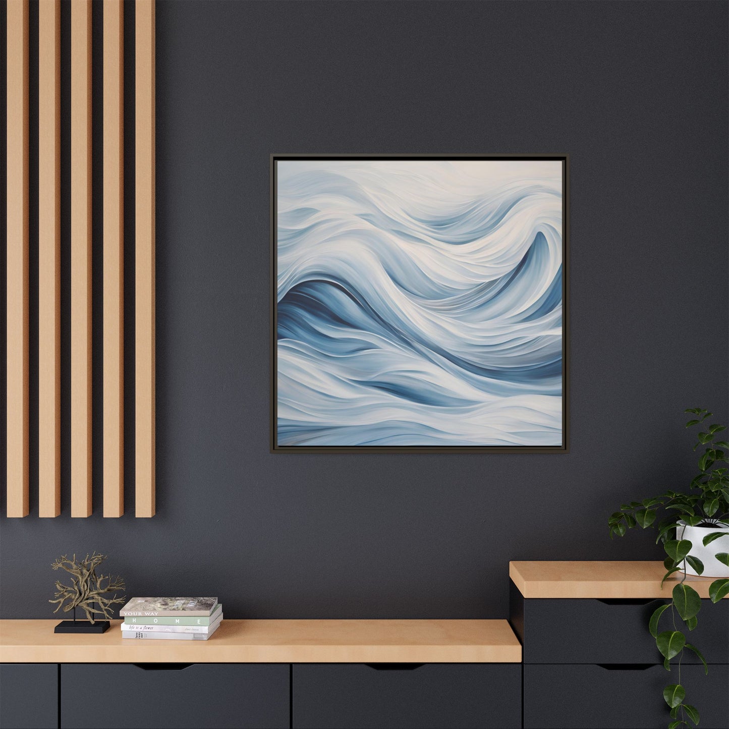 Modern Abstract Wave Design Unique Framed Print Canvas Wall Art Ocean Beach Gift Nature Lover Gift Underwater Sea Lover Gift 3 frame colors