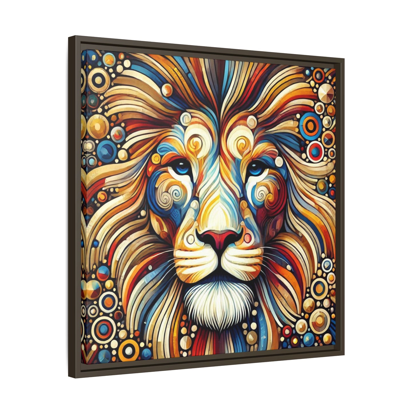 Modern Lion Print Abstract Design Unique Framed Canvas Print King of Jungle Wall Art Animal Lover Gift Nature Lover Decor 3 frame colors
