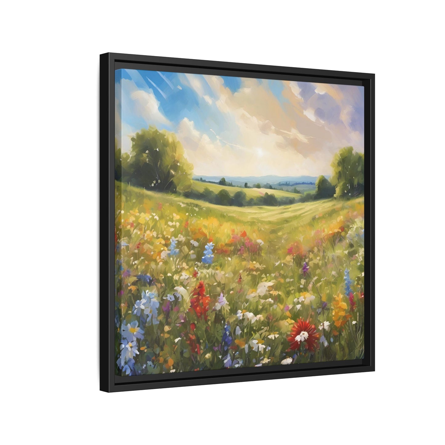 Modern Filed of Flowers Design Unique Framed Canvas Wall Art Gift Nature Lover Landscape Decor Gift 3 frame colors
