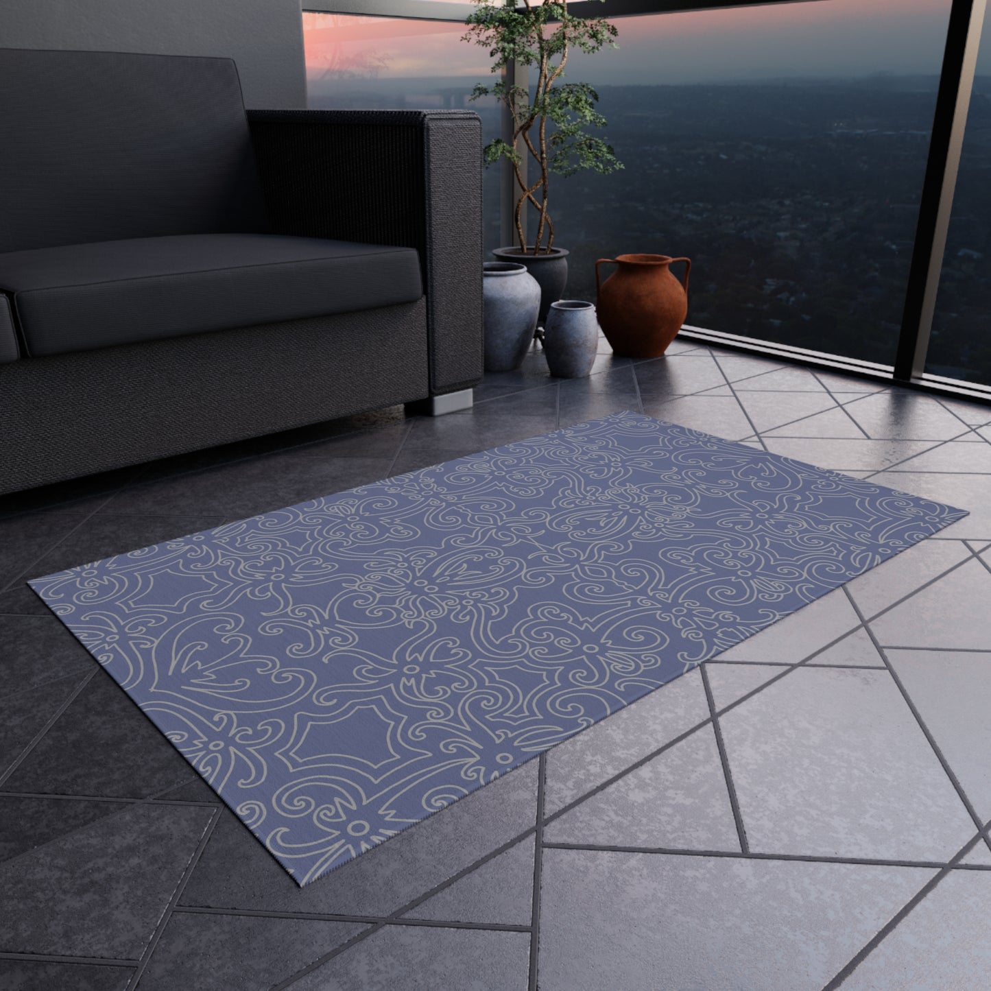 Chenille Outdoor Rug with No-Skid Backing Cozy Grey Outdoor Carpet Patio Decor Gazebo Rug Pool Area Decor Outdoor Kitchen Carpet
