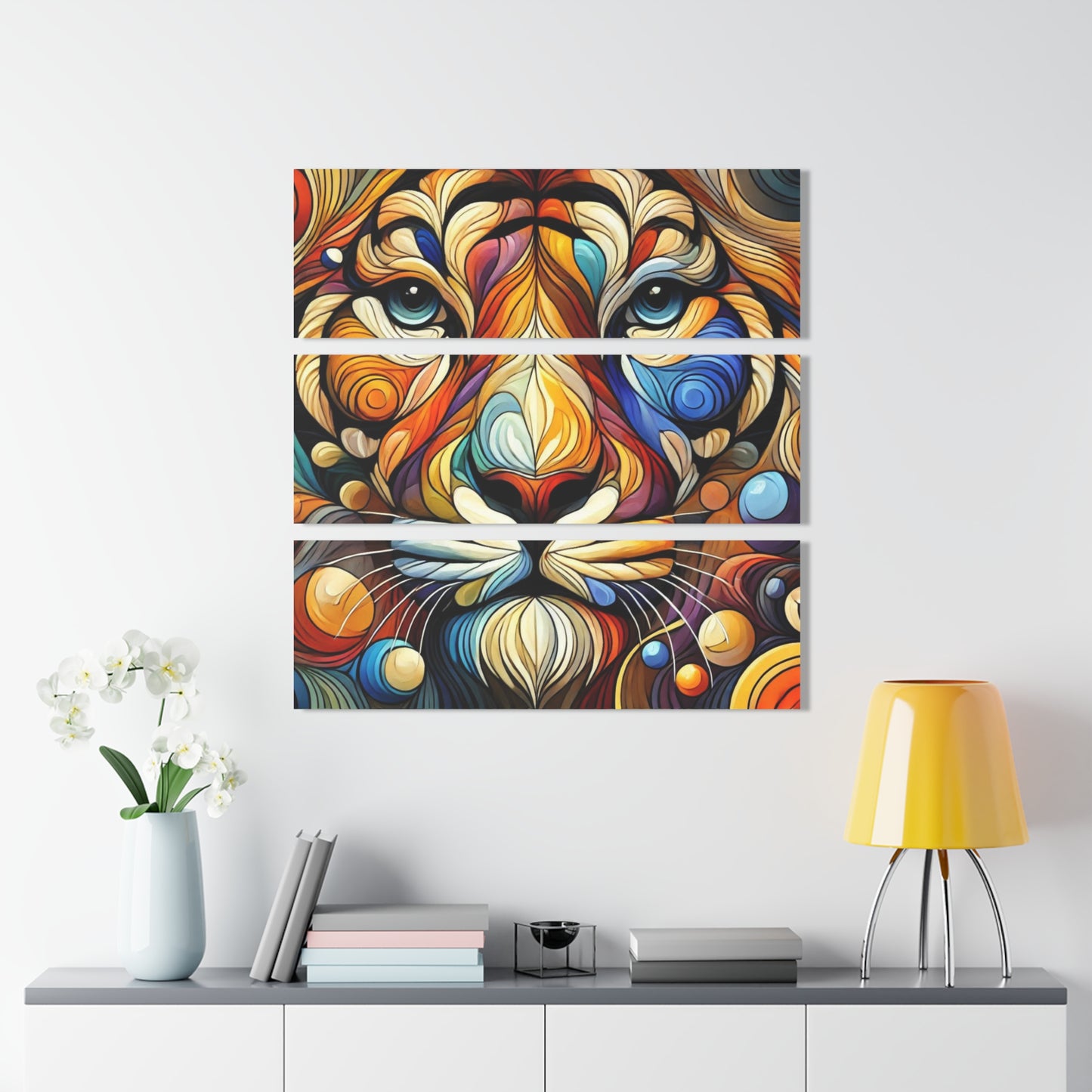 Lion Face Modern Art Style Design Triptych Acrylic Print Wall Art Nature Lover Gift Animal Lover African Gift