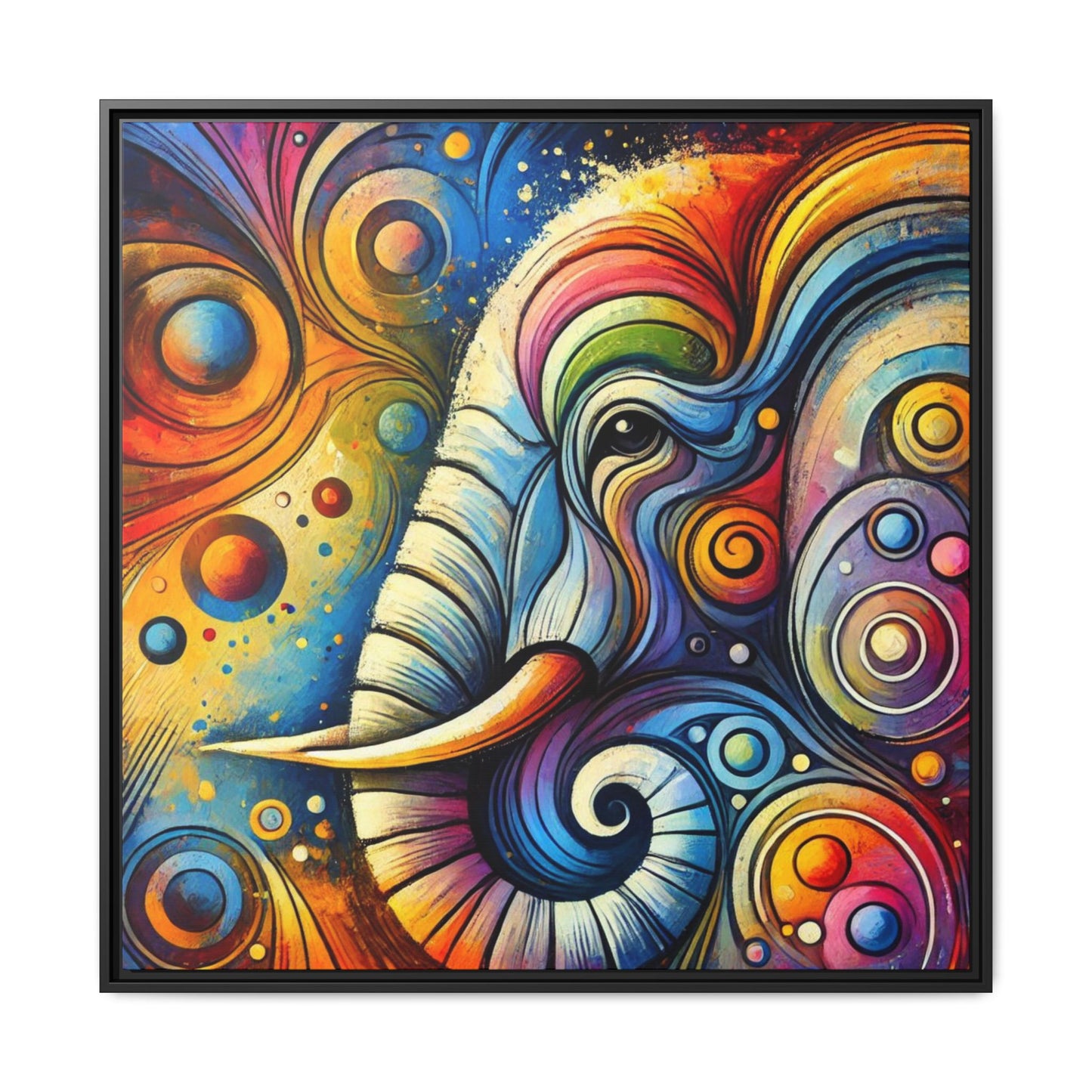 Modern Elephant Print Abstract Design Unique Framed Canvas Print African Wall Art Animal Lover Gift Nature Lover Decor 3 frame colors