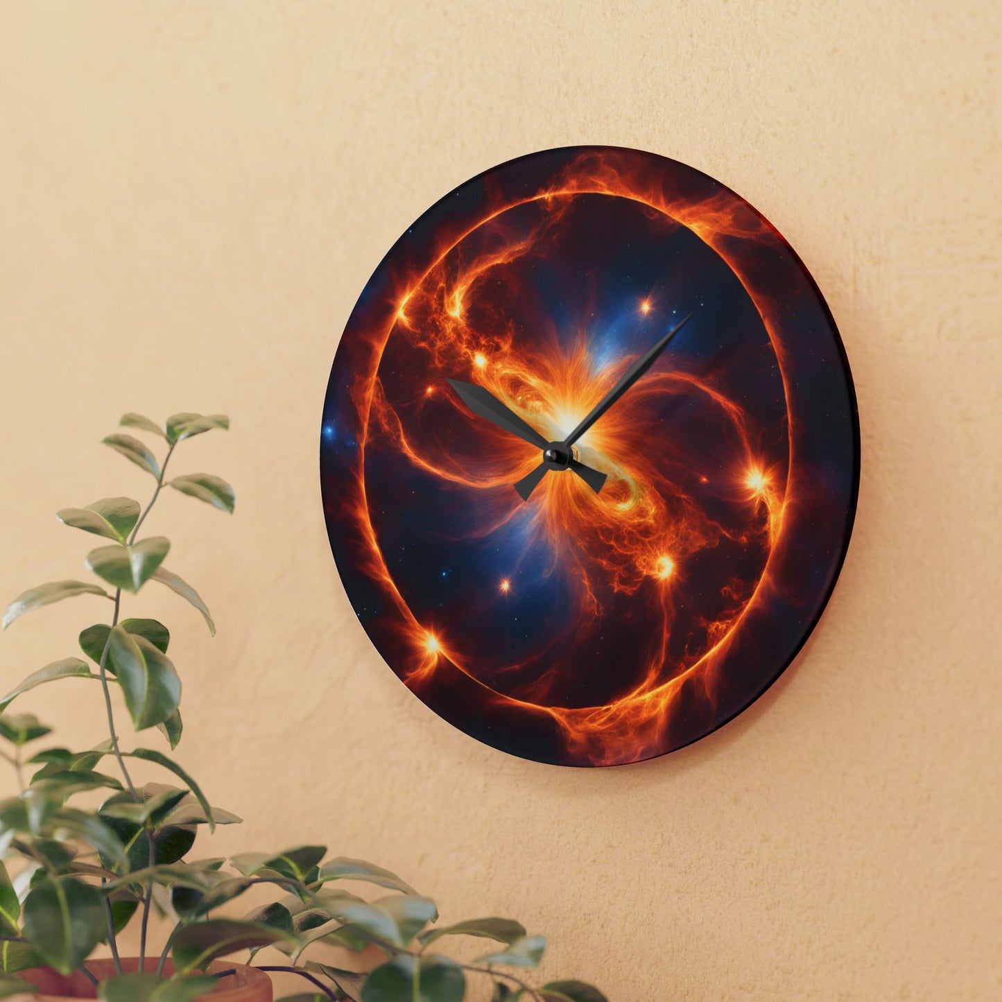 Celestial Black Hole Design Acrylic Office Clock Unique Colorful Wall Clock for Kitchen or Living Room Outerspace Image Sci-Fi Gift