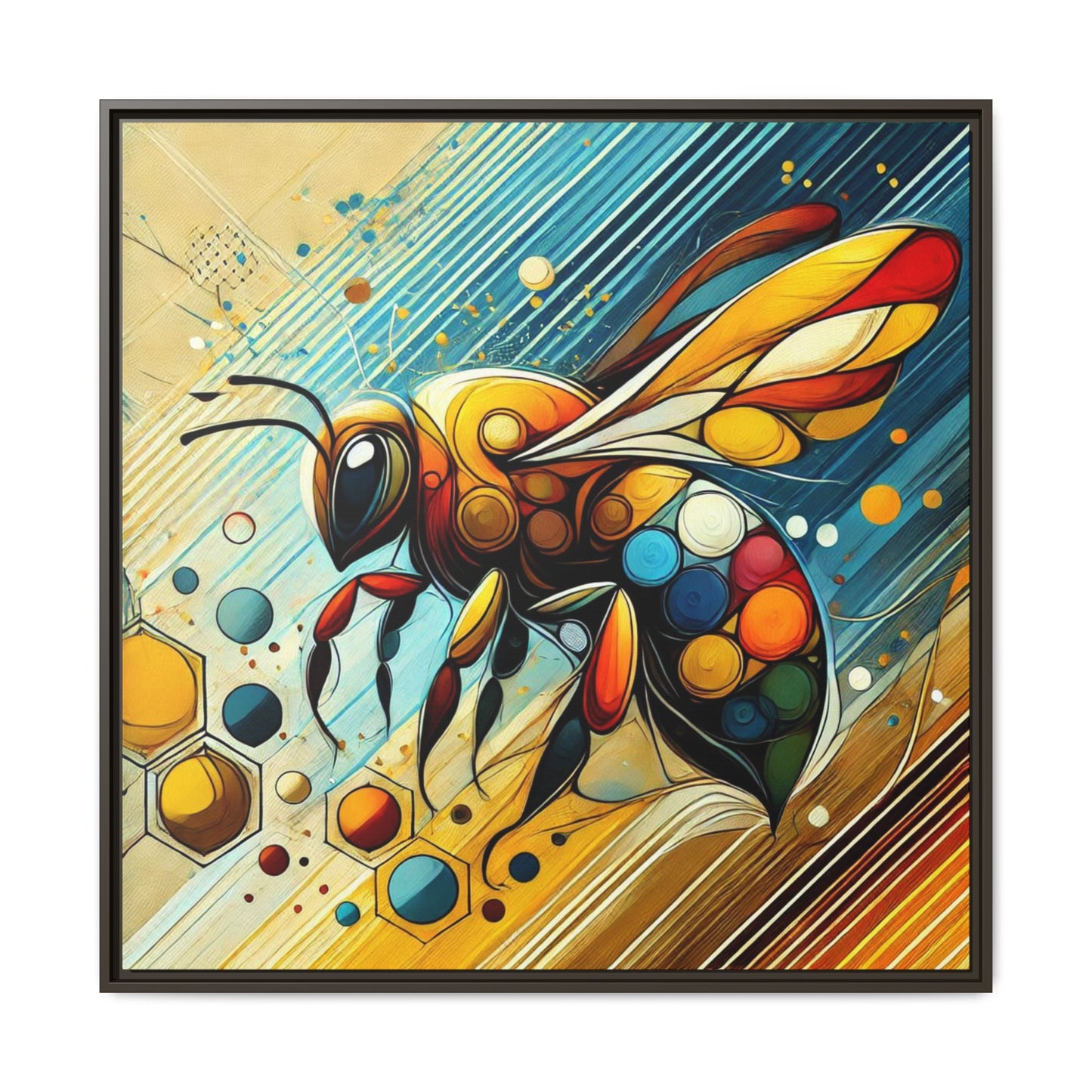 Modern Bee Print Abstract Design Unique Framed Canvas Print Insect Lover Wall Art Animal Lover Gift Nature Lover Decor 3 frame colors