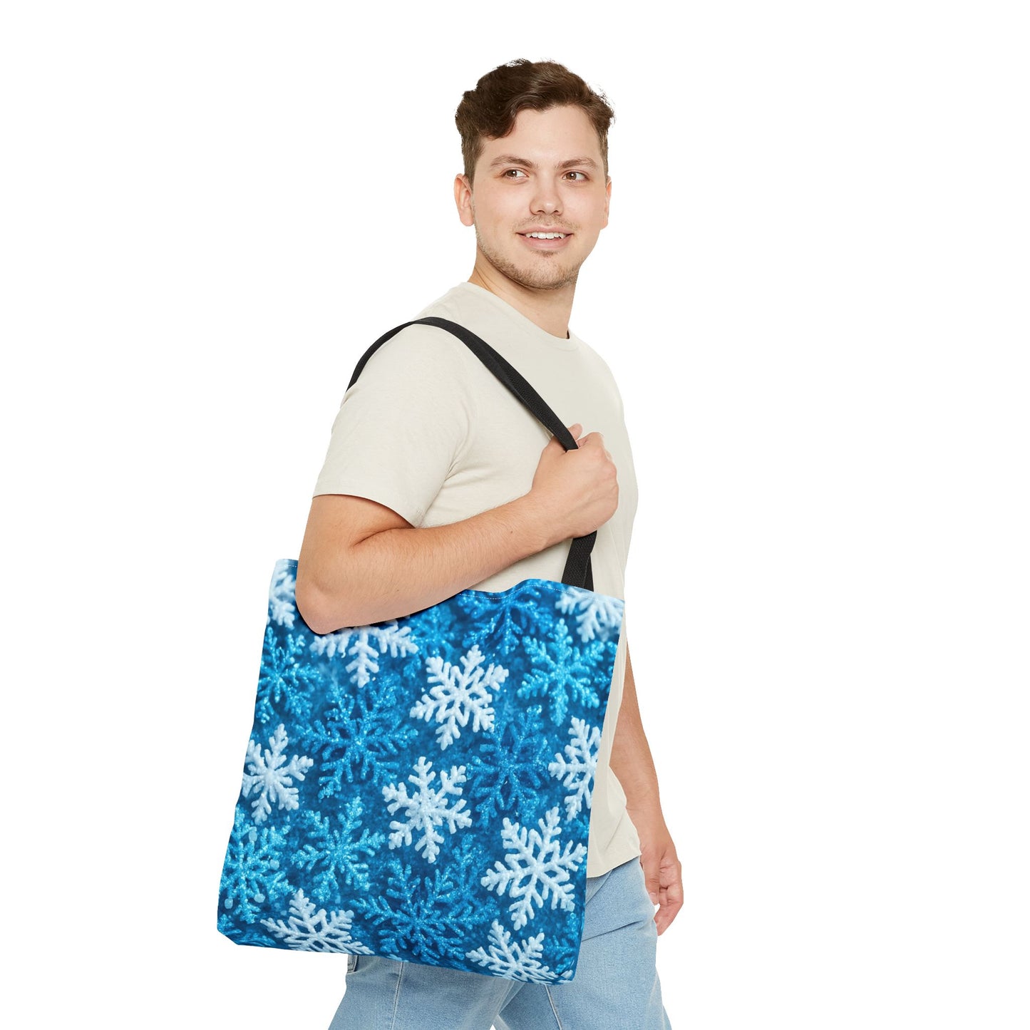 Snowflake Christmas Tote Bag Holiday Cheer Gift Glam Winter Accessory Reusable Winter Tree Shopping Bag Xmas Joy Gift Unisex Bag for Him Her