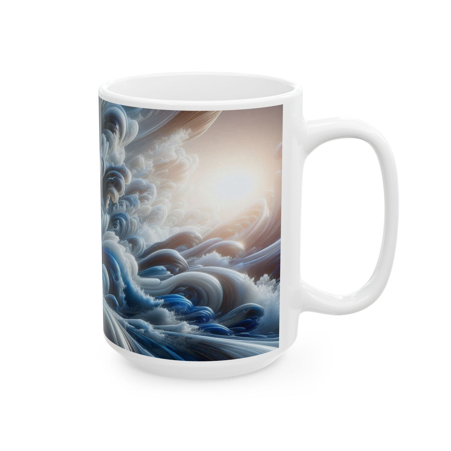Ceramic Beach Theme Coffee Mug Modern Wave Design Mug Tea Cup Oceanic Swirl Design Salt Life Surfer Beachy Ceramic Mug