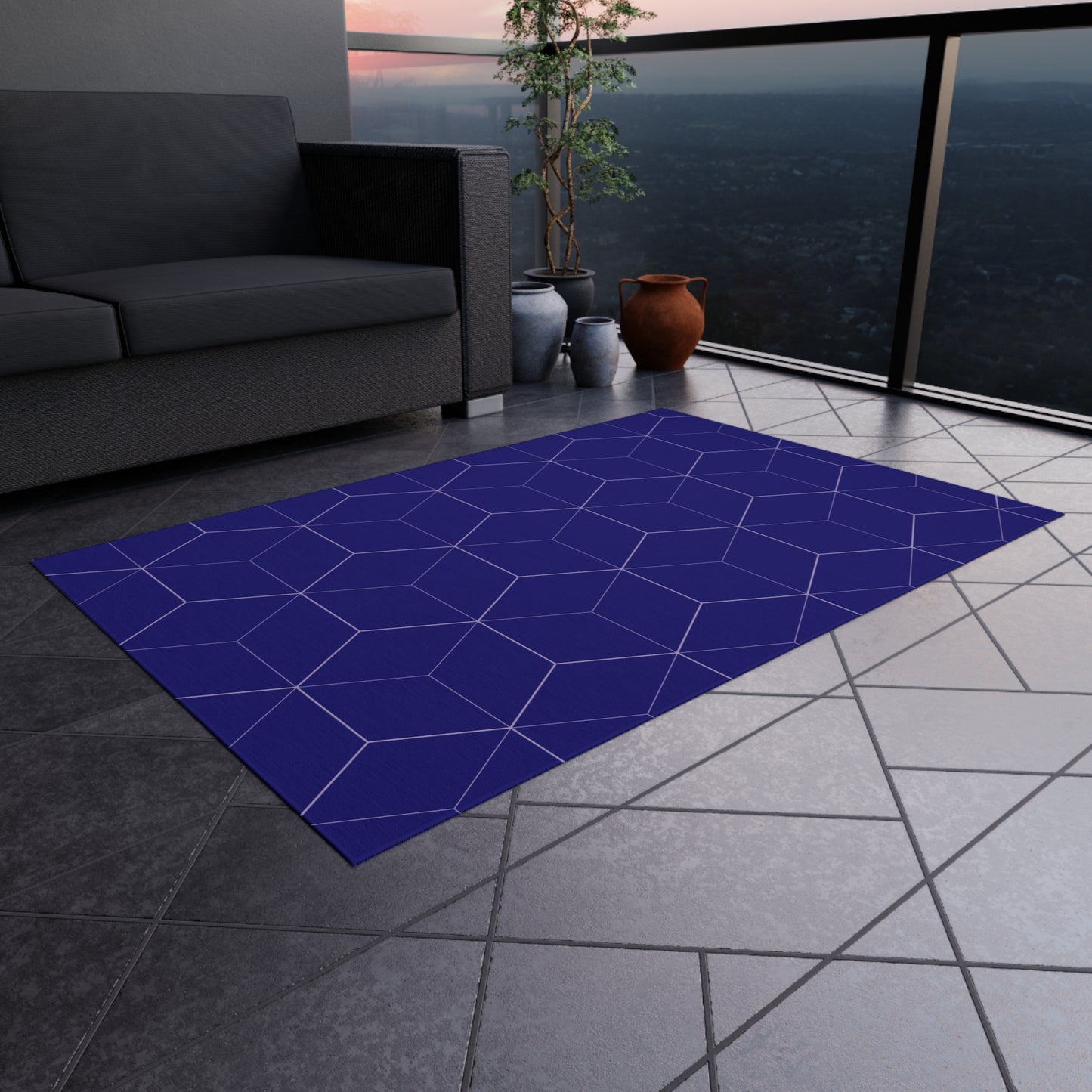 Chenille Outdoor Rug with No-Skid Backing Cozy Blue Outdoor Carpet Patio Decor Gazebo Rug Pool Area Decor Outdoor Kitchen Carpet