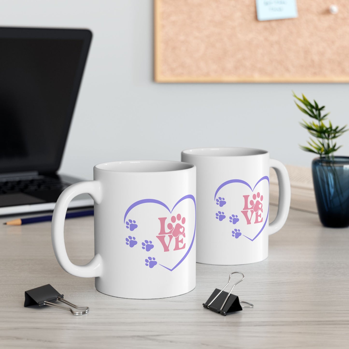 Dog or Cat Lover Ceramic Mug Pet Parent Coffee Mug Animal Lover Paw Print and Heart Gift Mug