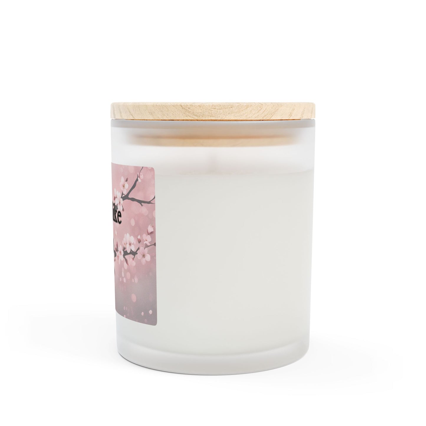 Artisanal Coconut Soy Frosted Glass Candle with Wooden Wick and Raw Maple Lid 11 oz Hand Poured Zen Plum Blossom Candle 50 hrs burn time