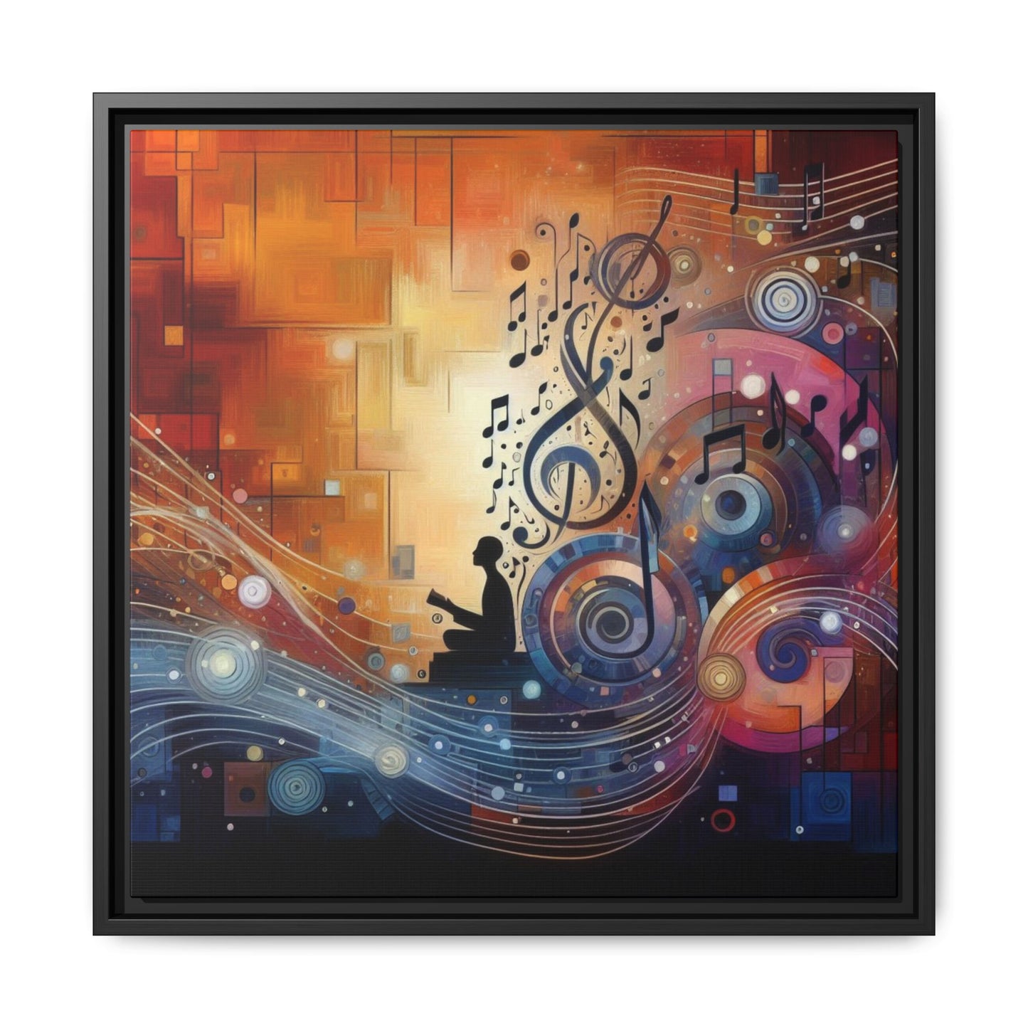 Modern Music-Themed Print Abstract Design Unique Framed Canvas Print Treble Clef Note Wall Art Music Lover Gift Decor 3 frame colors