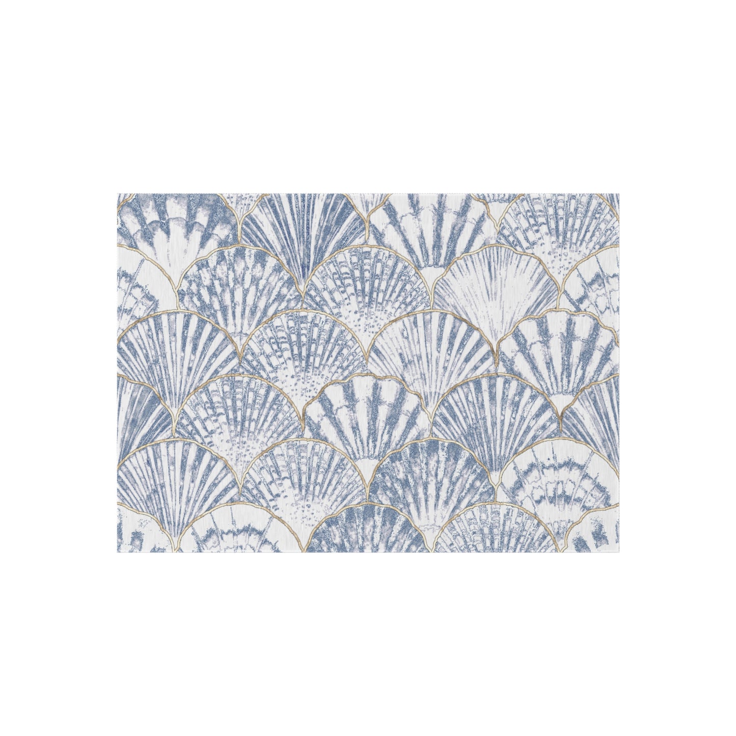 Clamshell Design Chenille Outdoor Rug with No-Skid Backing Cozy Outdoor Patio Carpet Oceanic Decor Gazebo Rug Pool Area Decor Kitchen Carpet