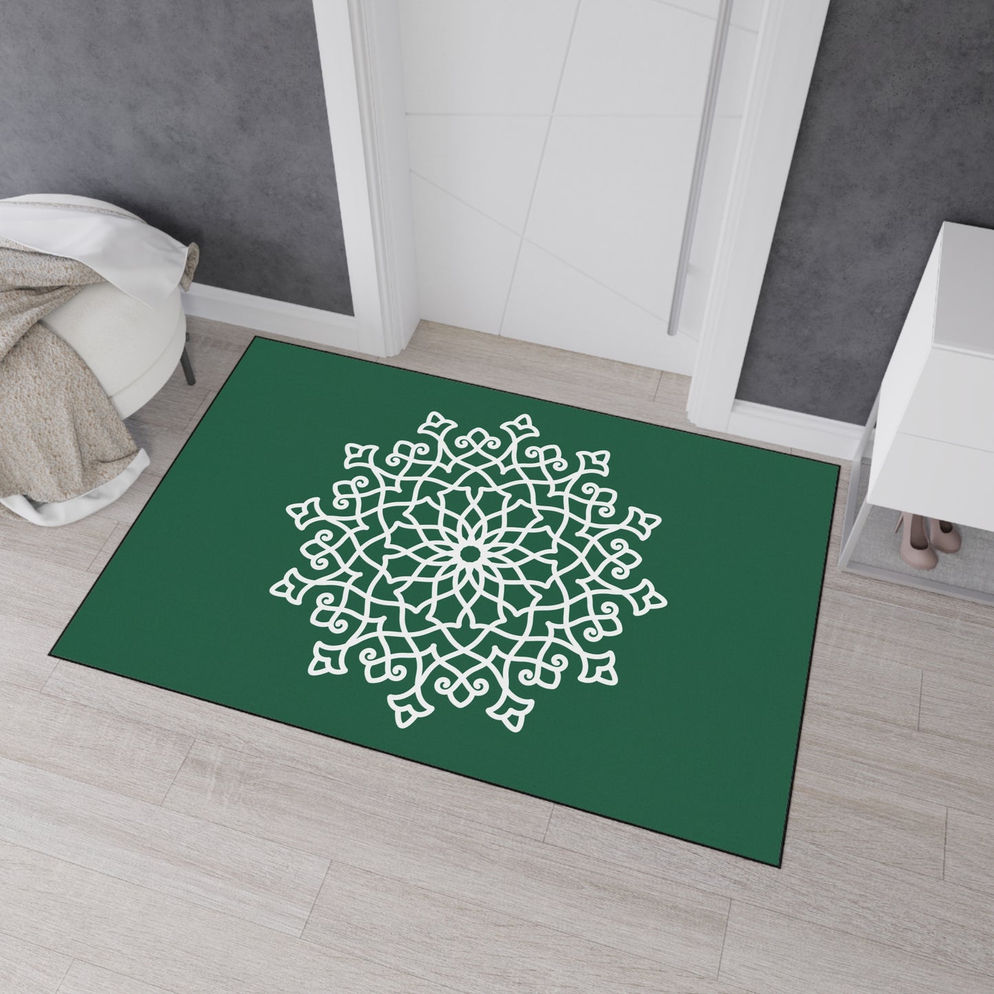 Decorative Heavy Duty Non-Slip Floor Mat Stylish Design Perfect for Entryway Kitchen Décor Green Floral Geometric Design Rug Bathroom Mat