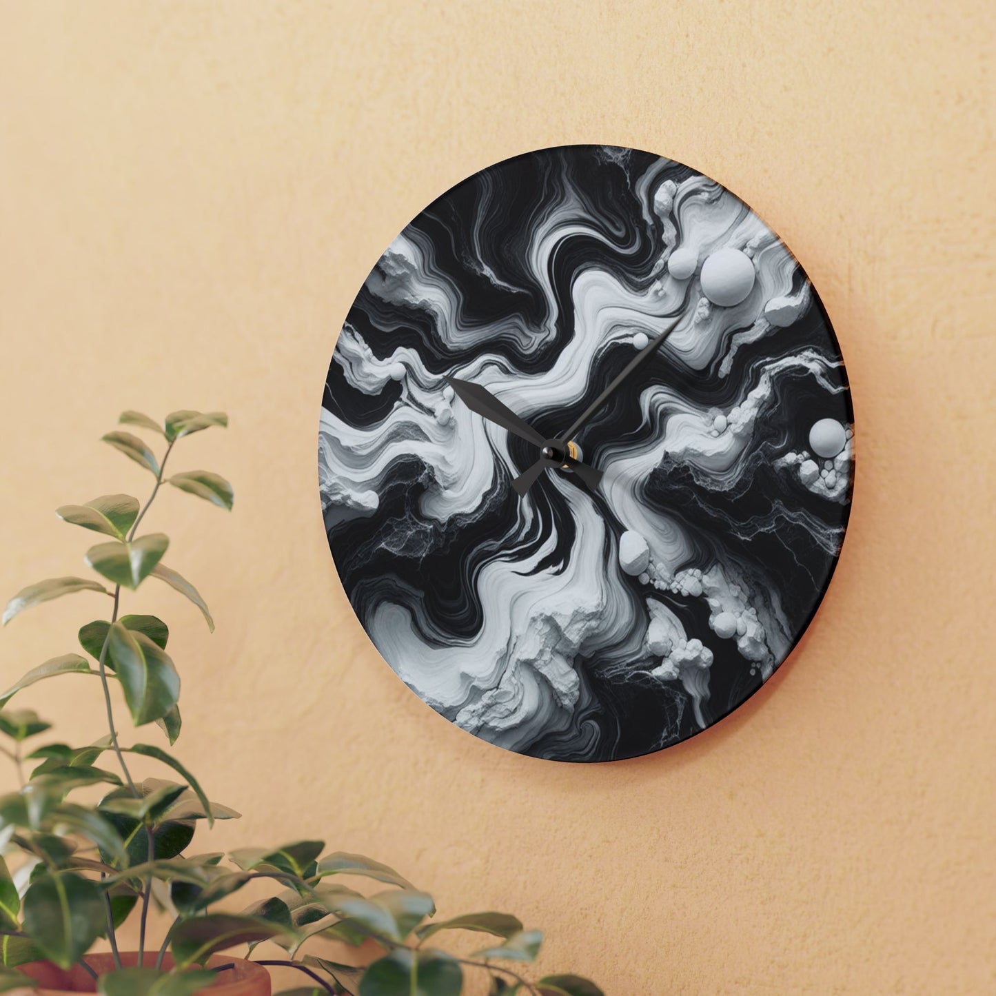 Acrylic Stone-Look Marble-Inspired Unique Design Acrylic Wall Clock Agate Lover Gemologist Gift Nature Lover Rock Gift