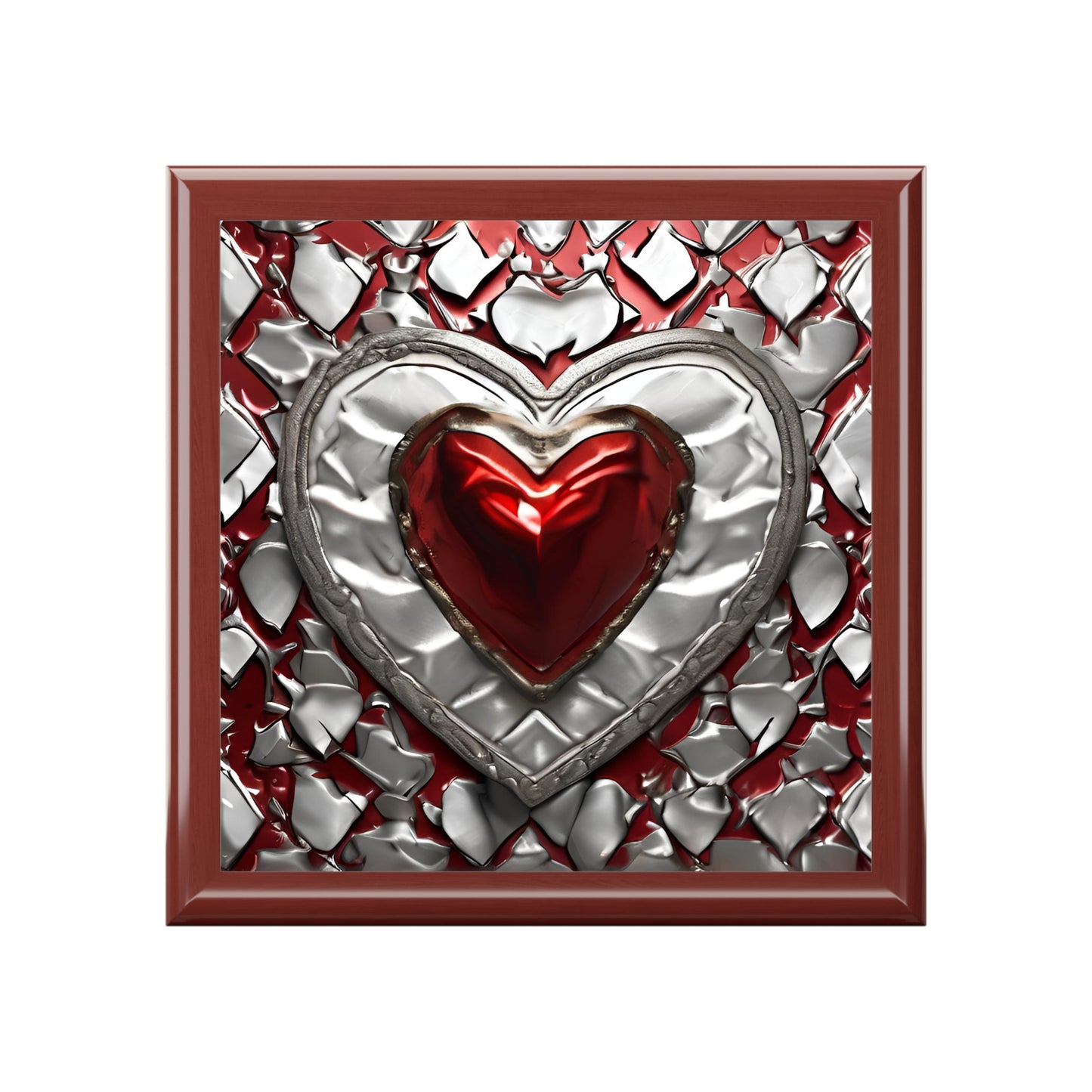 Unique Heart Art Print Design Jewelry Box Trinket Box Bedroom Dresser Decor Vanity Gift Box - 3 colors to choose from