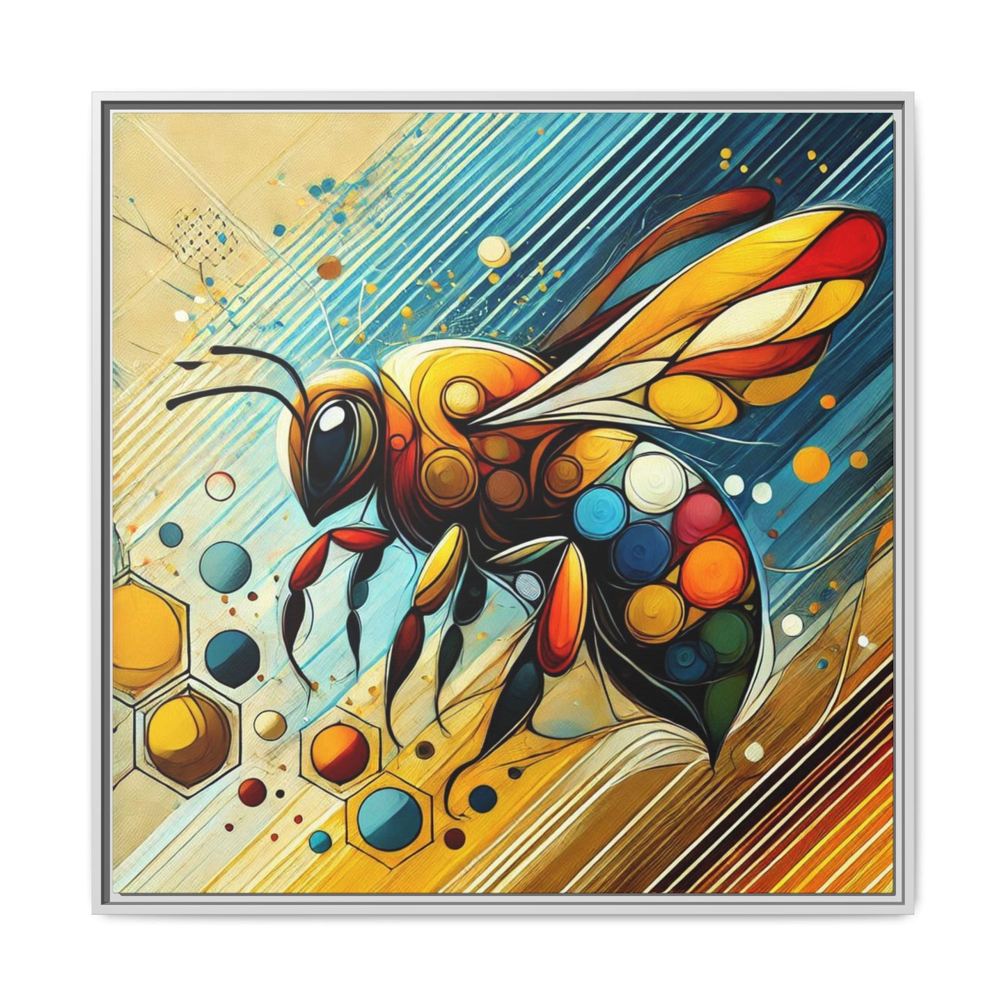 Modern Bee Print Abstract Design Unique Framed Canvas Print Insect Lover Wall Art Animal Lover Gift Nature Lover Decor 3 frame colors
