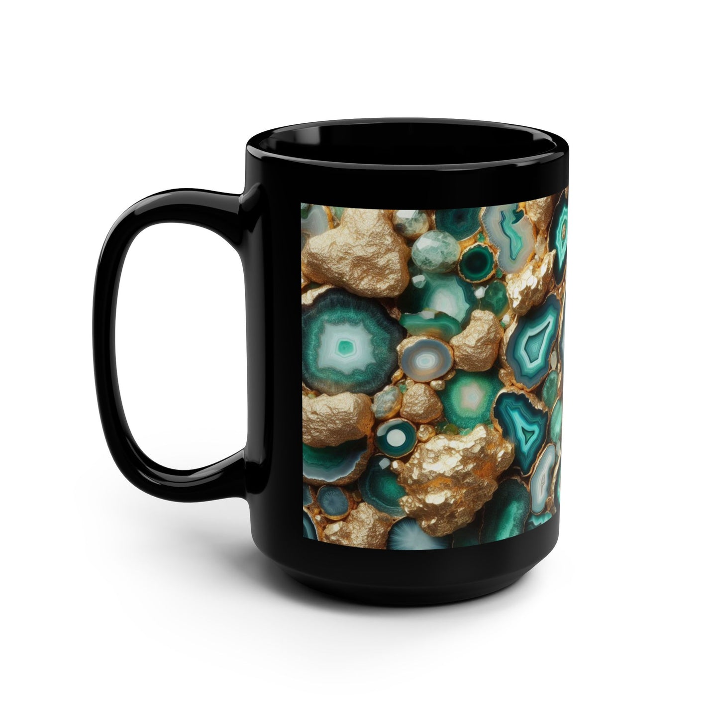 Ceramic Coffee Mug Quartz-Inspired Agate Image Nature Lover Ceramic Unique Colorful Teacup Geode Rock Gemstone Lover Ceramic 15 oz Mug