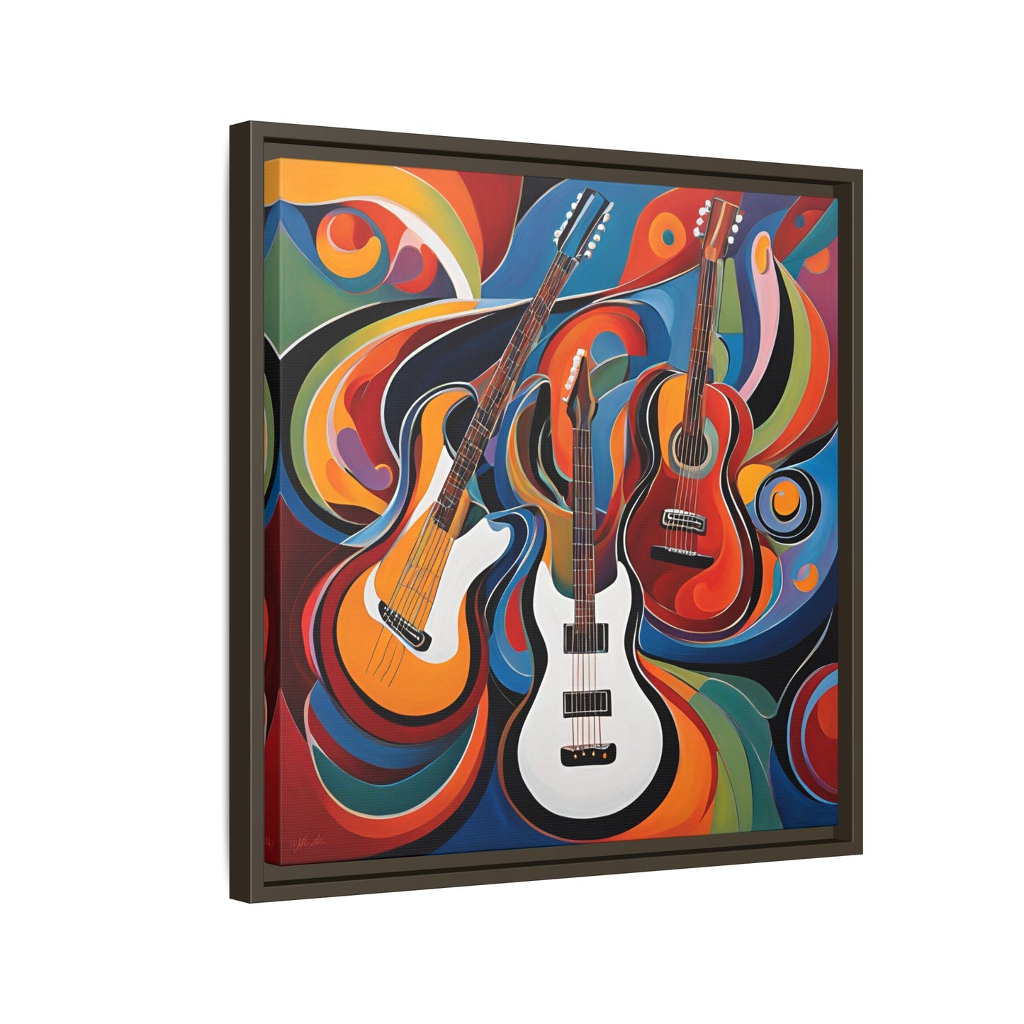 Modern Music-Themed Print Abstract Design Unique Framed Canvas Print Guitar Wall Art Music Lover Gift Decor 3 frame colors