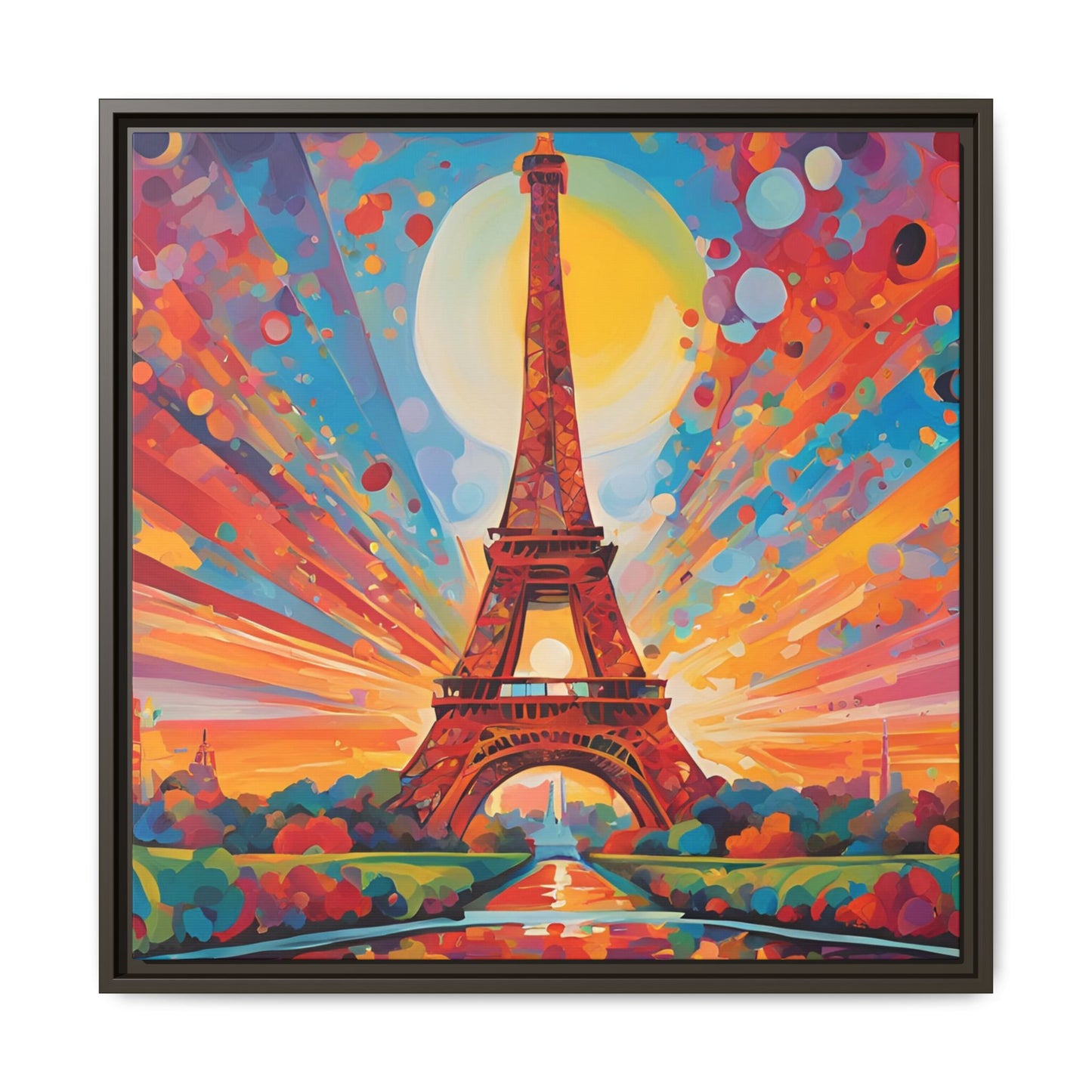 Modern Abstract Eiffel Tower Design Unique Framed Colorful Canvas Landscape Wall Art Paris France Gift Nature Lover Gift 3 frame colors