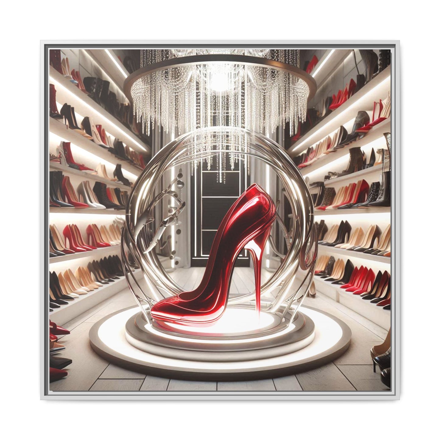 High Heel Shoe Framed Canvas Print Wall Art Unique Fashion Designer Style Haute Couture Shoe Lover Fashionista Gift Decor 3 Frame Colors