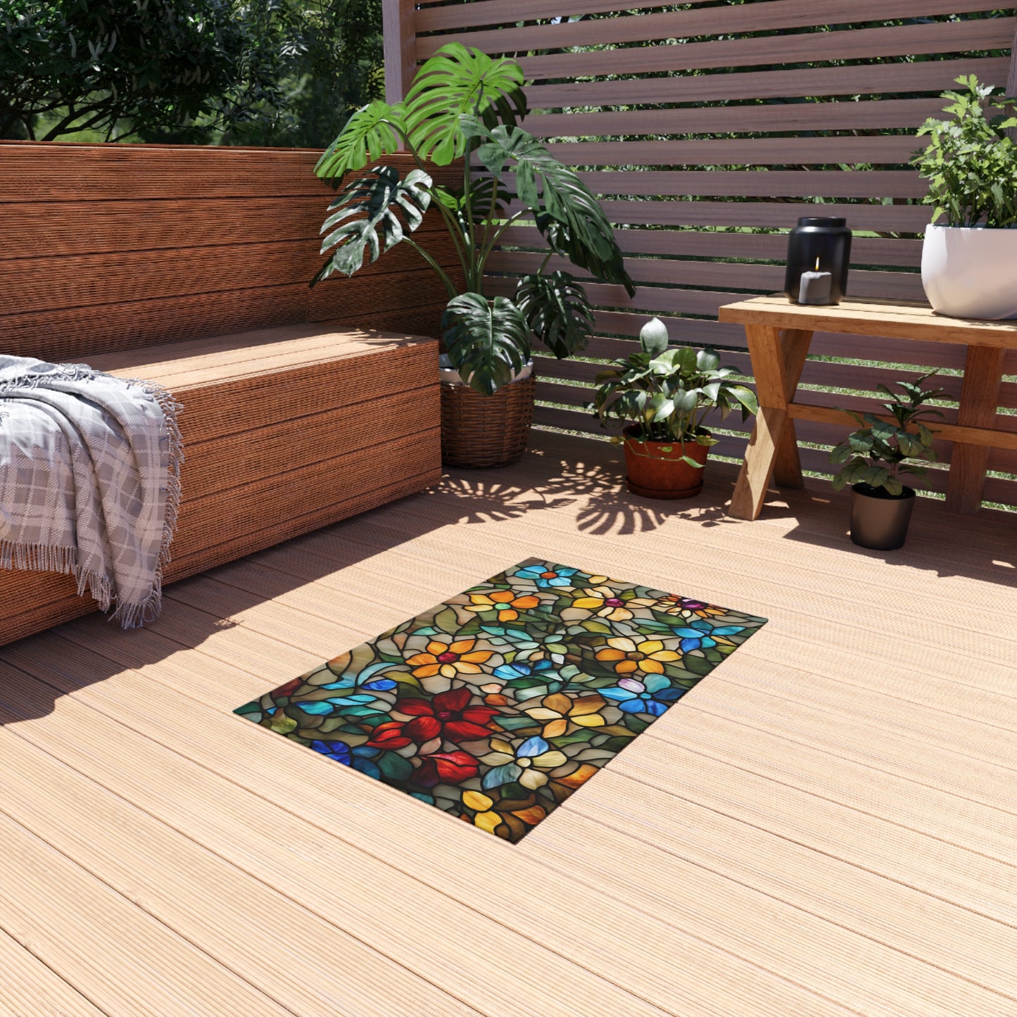 Chenille Outdoor Rug with No-Skid Backing Cozy Outdoor Carpet Patio Decor Gazebo Rug Pool Area Decor Outdoor Kitchen Carpet