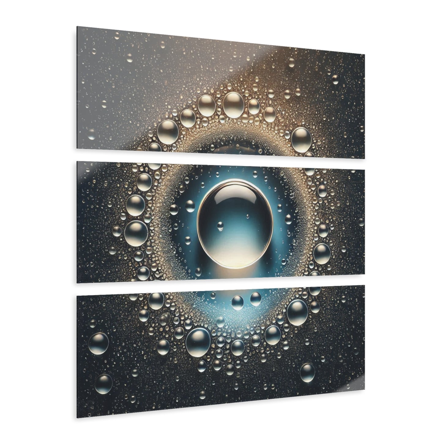 Water Droplet Modern Design Triptych 3-Panel Acrylic Print Wall Art Unique Water Themed Interior Acrylic Decor