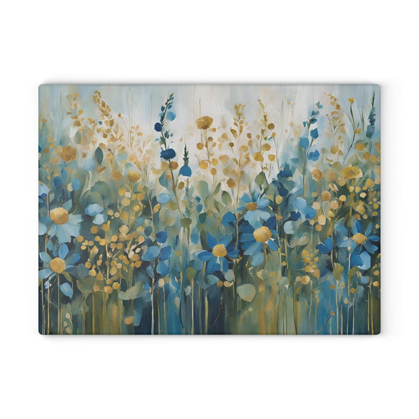 Kitchen Decor Glass Cutting Board Serving Tray with Field of Flowers Pattern Cutting Board Gift for Home Cook Charcuterie Board