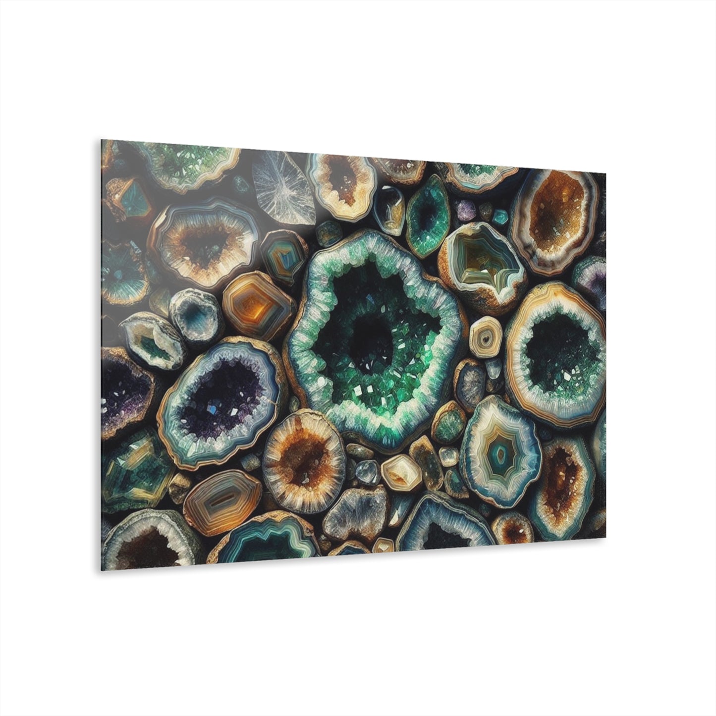 Large Geode-Inspired Design Acrylic Print with French Cleat Agate Marble-look Nature Wall Art Rock Lover Relaxing Artwork Modern Home Decor