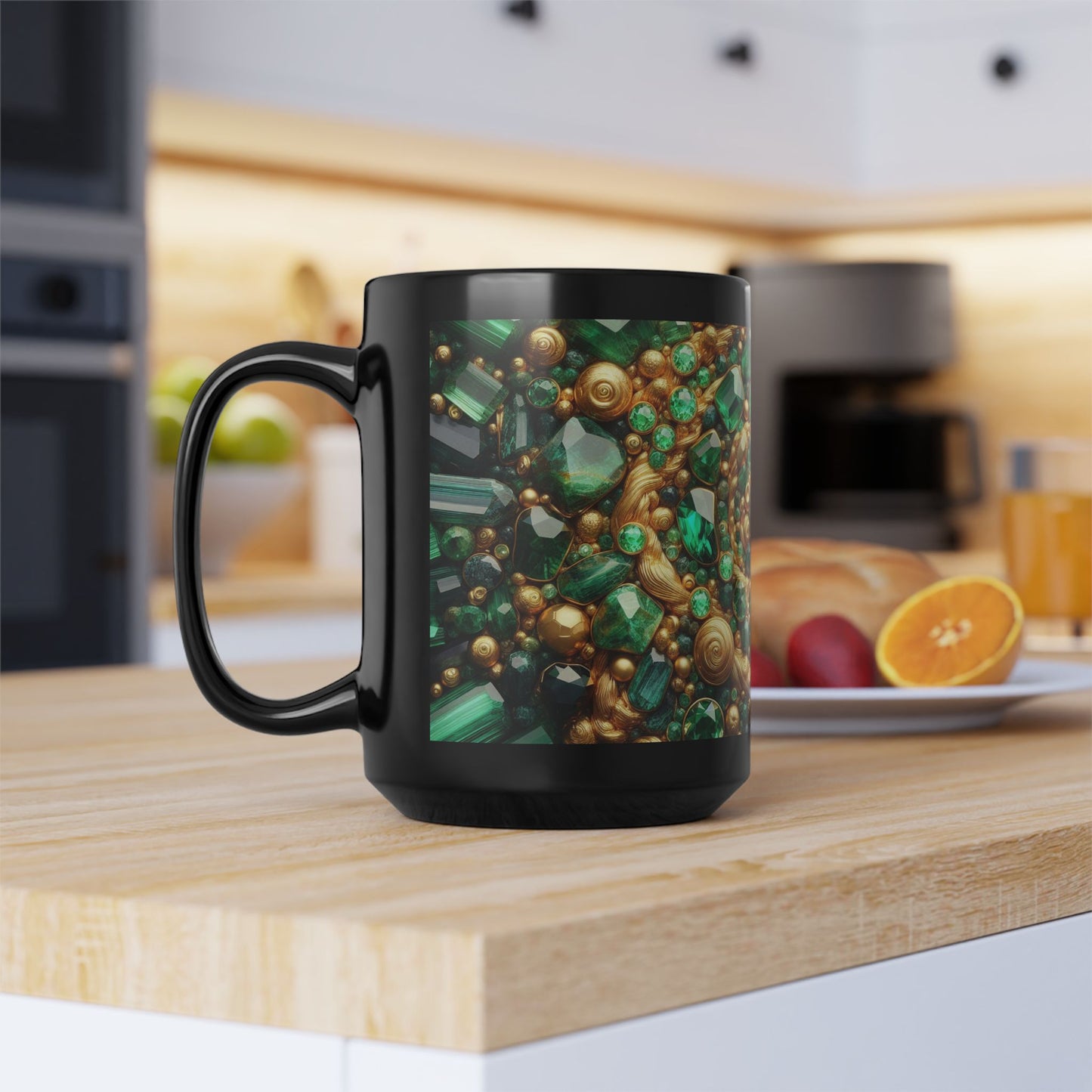 Ceramic Coffee Mug Quartz-Inspired Image Nature Rock Lover Ceramic Tea Cup Flower Emerald Gemstone Lover Geode Look Ceramic Mug