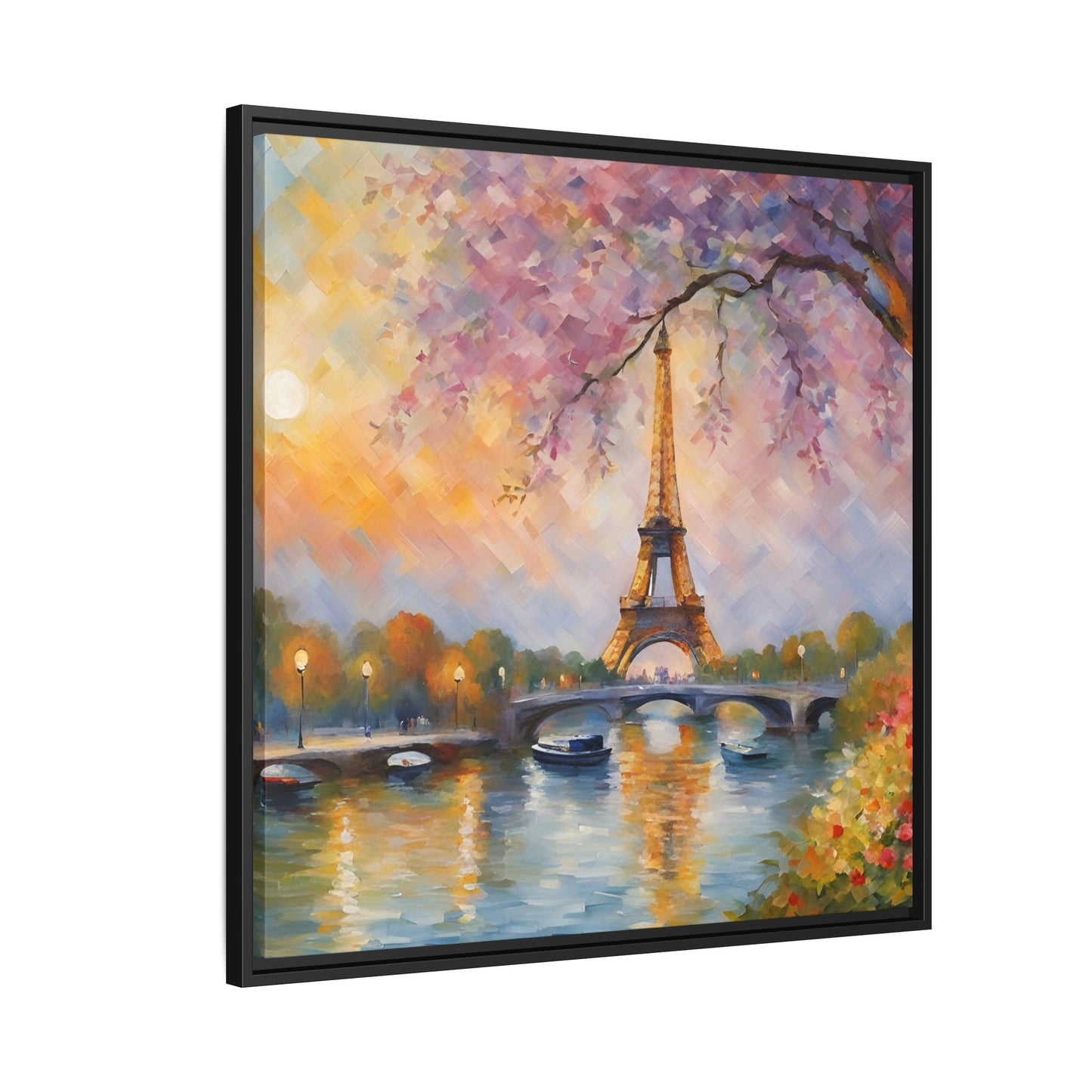 Modern Abstract Eiffel Tower Design Unique Framed Canvas Landscape Wall Art Paris France Gift Nature Lover Gift 3 frame colors