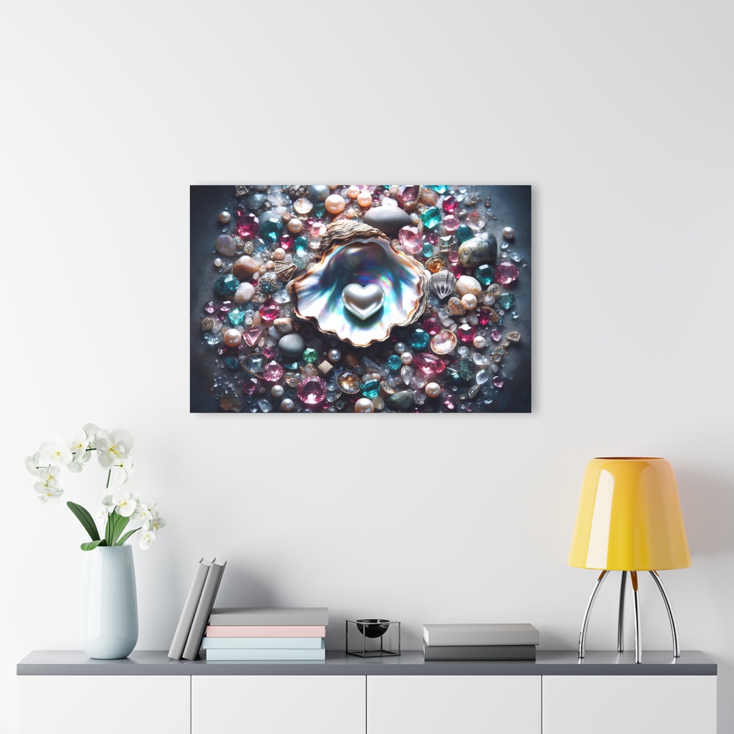 Heart-shaped Pearl in Oyster Shell Acrylic Print with French Cleat Salt-life Oceanic Nature Wall Art Beachy Relaxing Artwork Modern Decor
