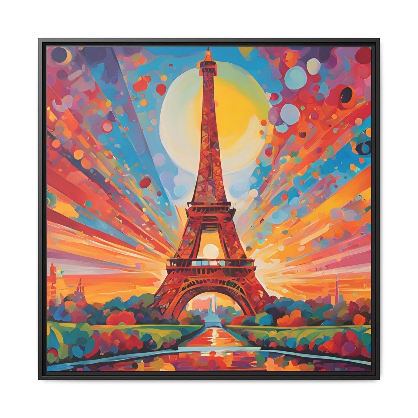 Modern Abstract Eiffel Tower Design Unique Framed Colorful Canvas Landscape Wall Art Paris France Gift Nature Lover Gift 3 frame colors