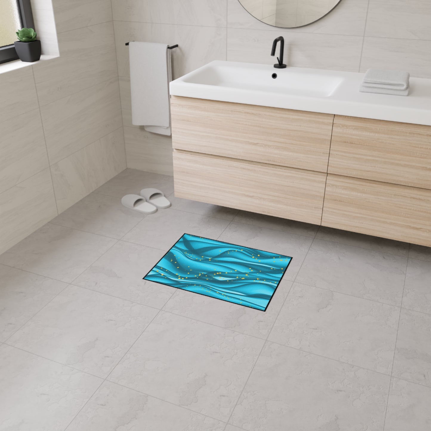 Decorative Heavy Duty Non-Slip Floor Mat Stylish Design Perfect for Entryway Kitchen Décor Beachy Wave Design Rug Tropical Bathroom Floor