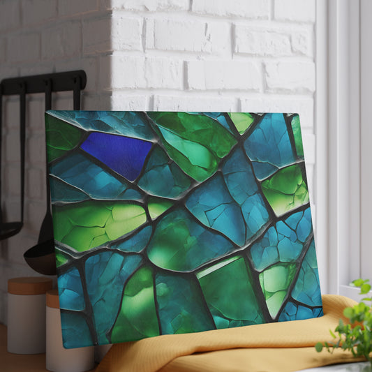 Kitchen Decor Glass Cutting Board Serving Tray with Crackle Design Cutting Board Gift for Home Cook Fun Glass Charcuterie Board