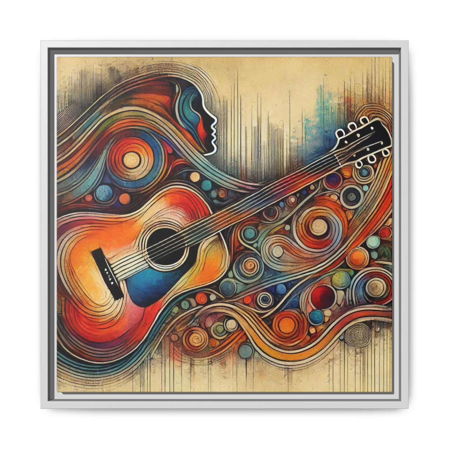 Modern Music-Themed Print Abstract Design Unique Framed Canvas Print Guitar Wall Art Music Lover Gift Decor 3 frame colors